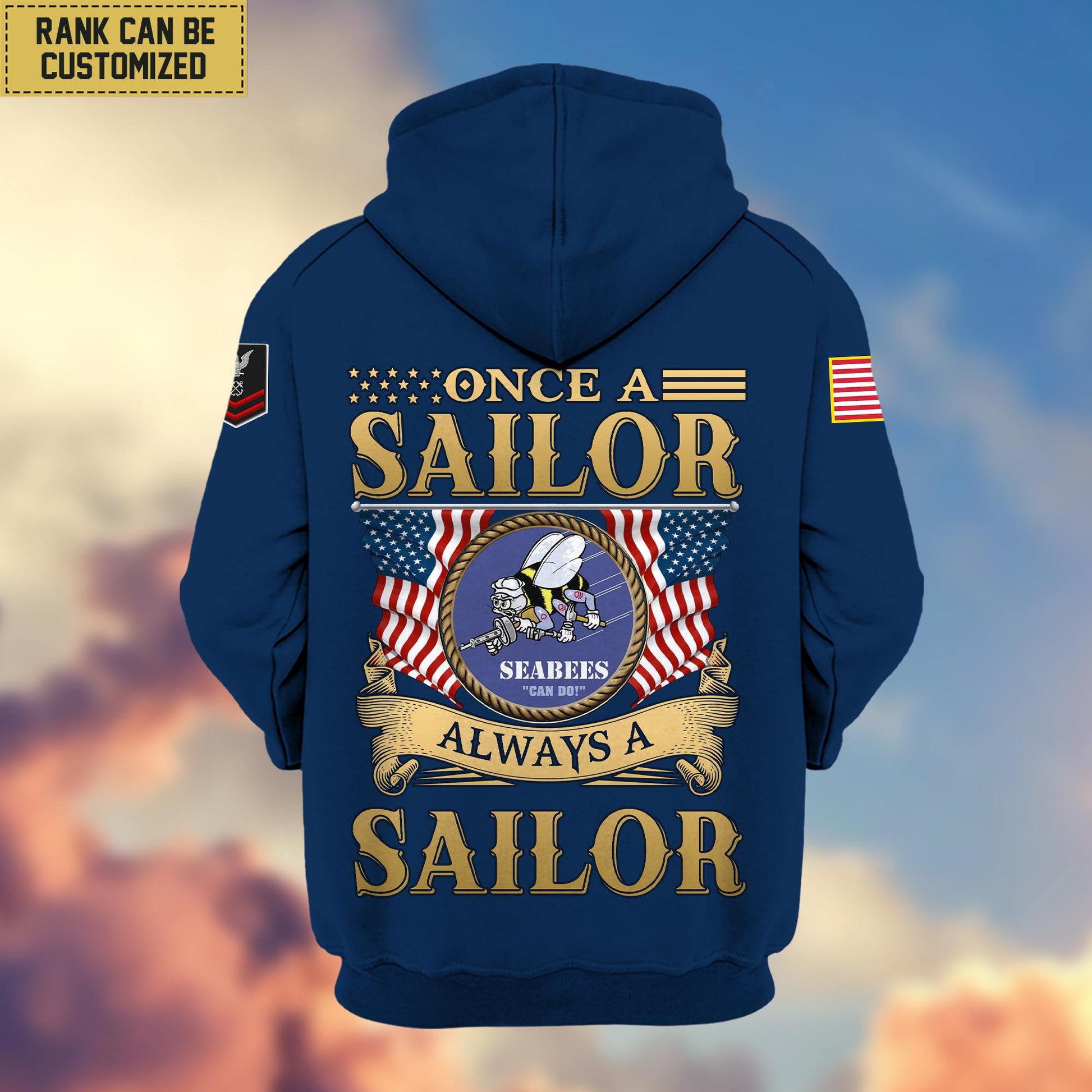 Premium Custom Name, Rank US Seabees Veteran Zip Hoodie VPVC606209, Gifts For Seabees Veteran