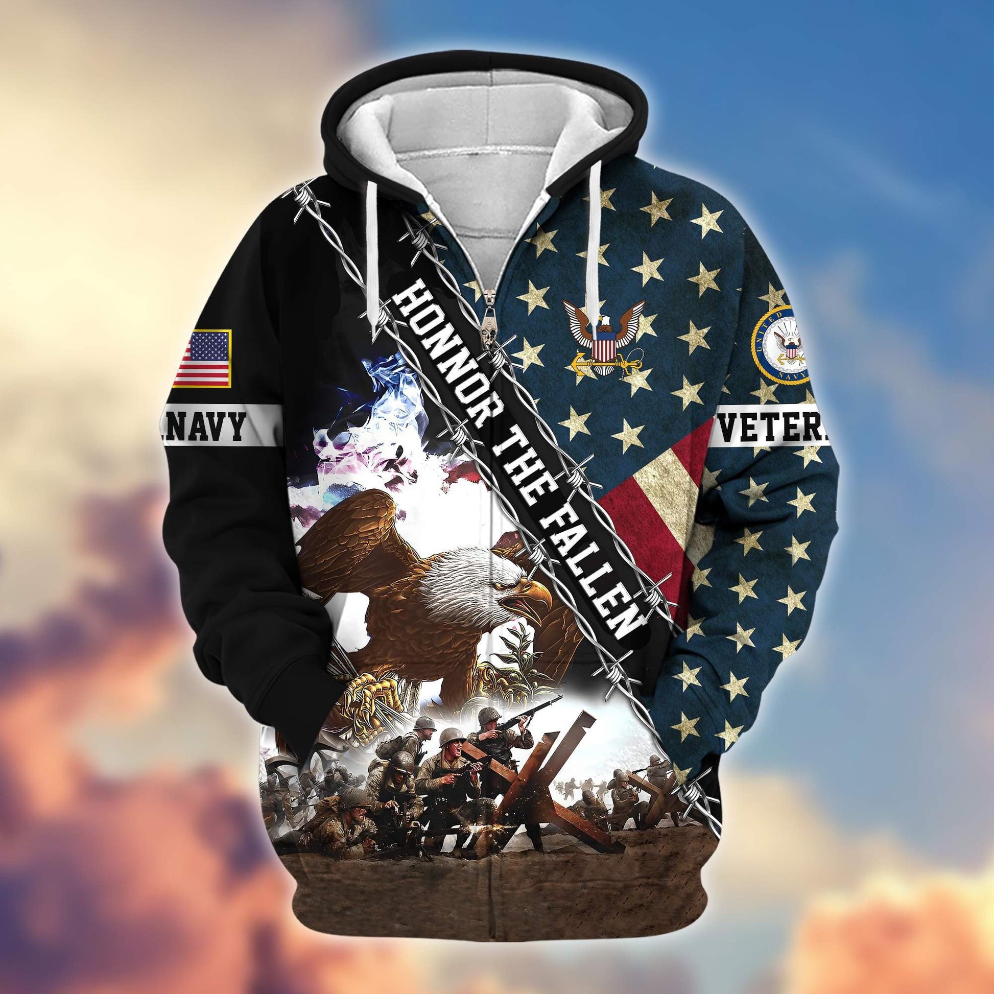 Premium US Navy Veteran Zip Hoodie VPVC606302, Gifts For Navy Veteran