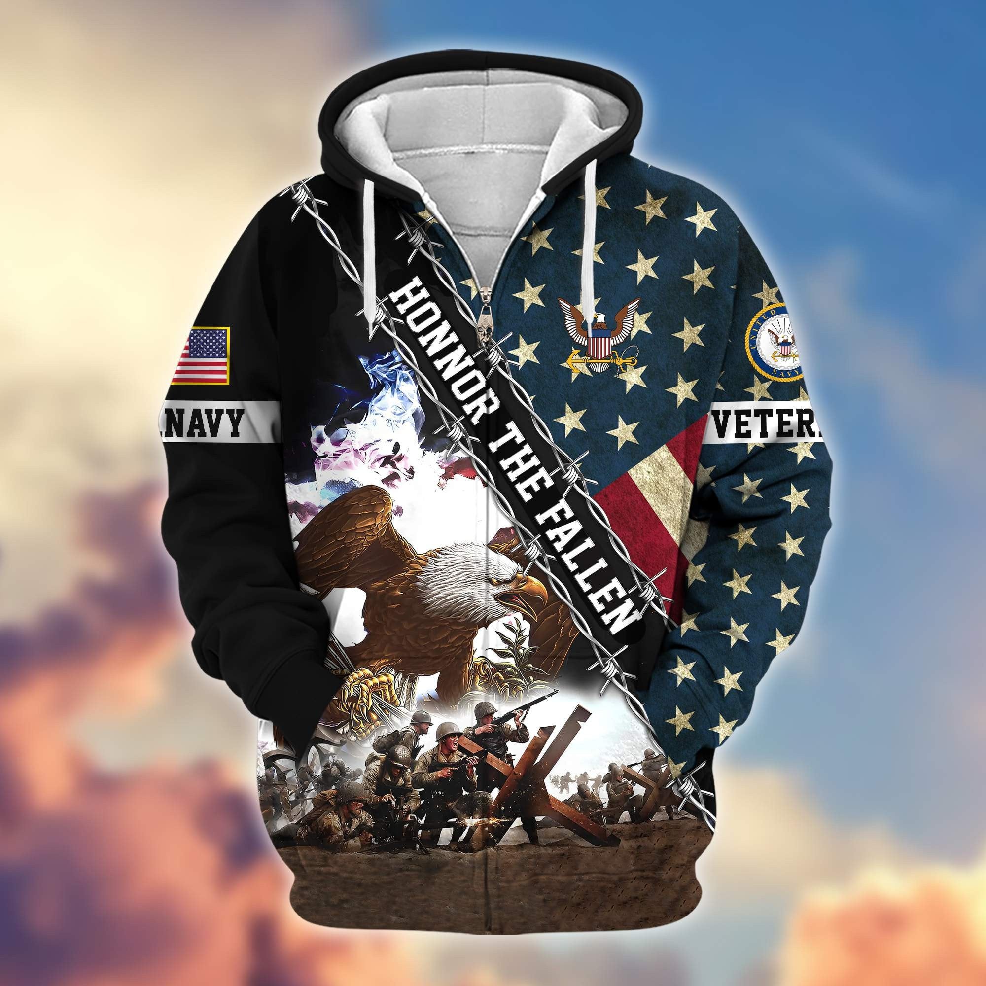 Premium US Navy Veteran Zip Hoodie VPVC606302, Gifts For Navy Veteran