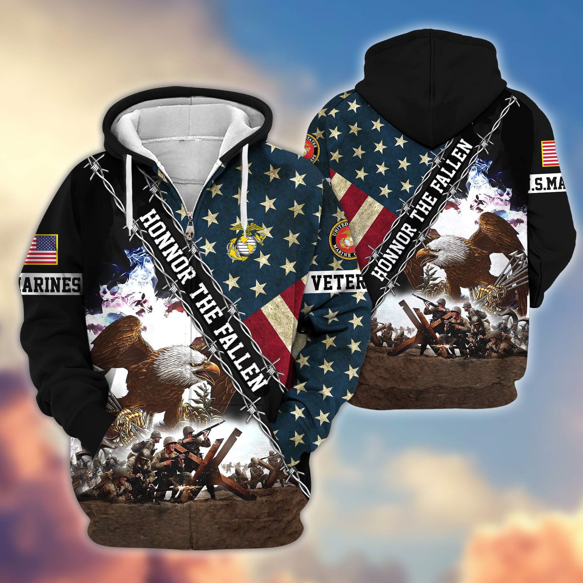 Premium USMC Veteran Zip Hoodie VPVC606303, Gifts For Marine Veteran