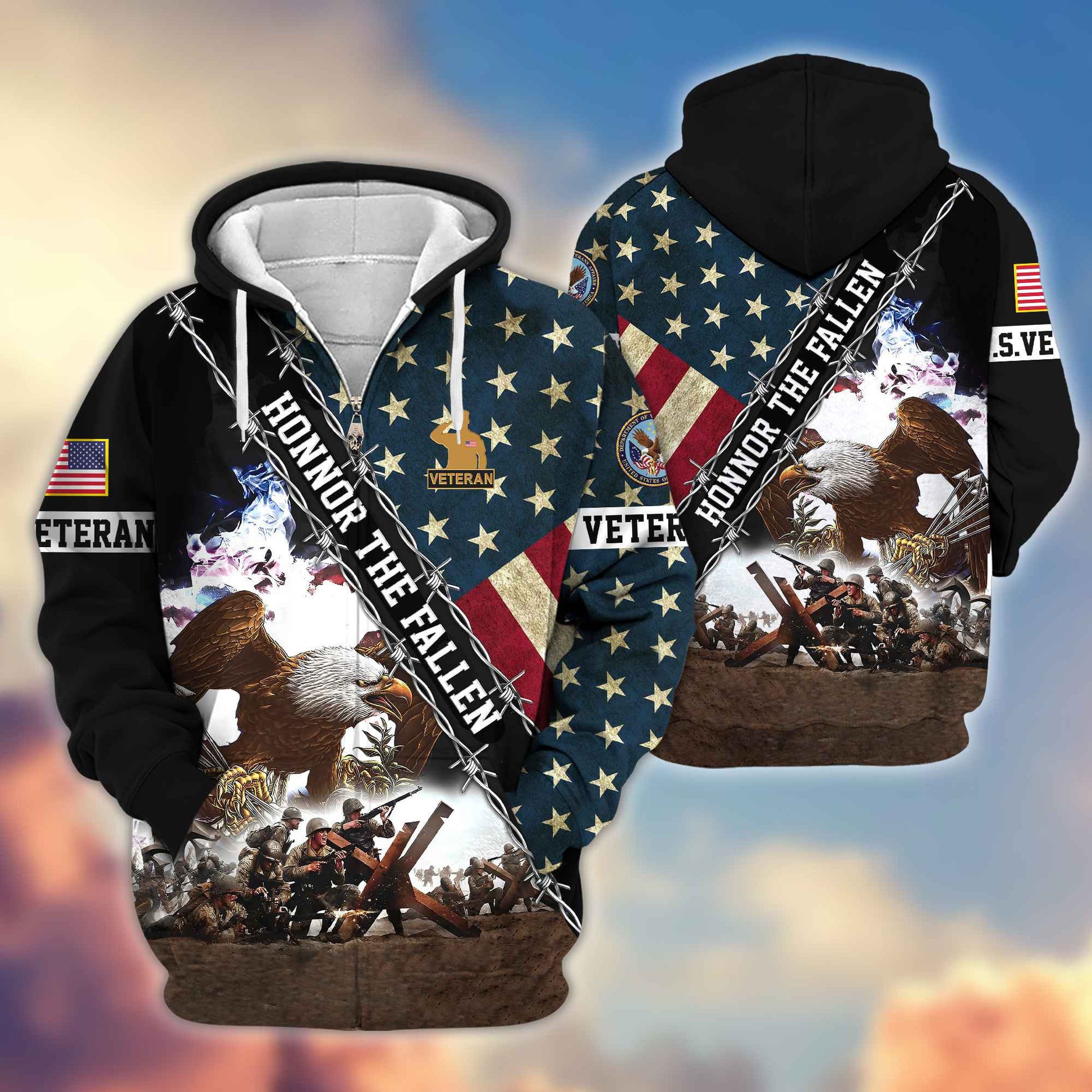 Premium US Veteran Zip Hoodie VPVC606307, Gifts For US Veteran