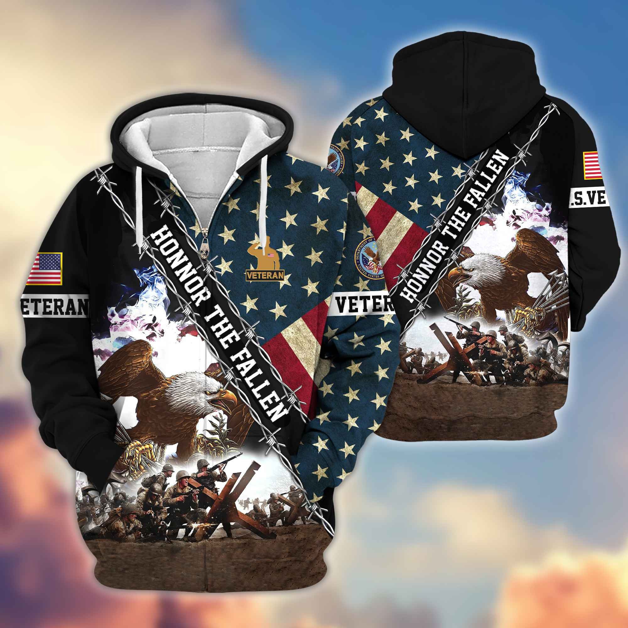 Premium US Veteran Zip Hoodie VPVC606307, Gifts For US Veteran