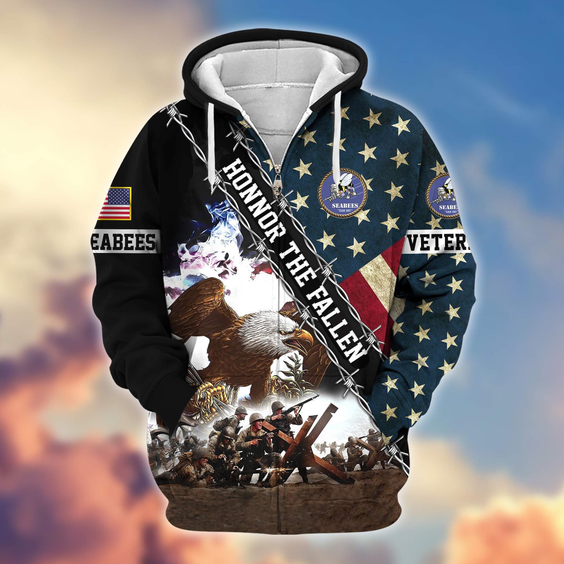 Premium US Seabees Zip Hoodie VPVC606309, Gifts For Seabees Veteran