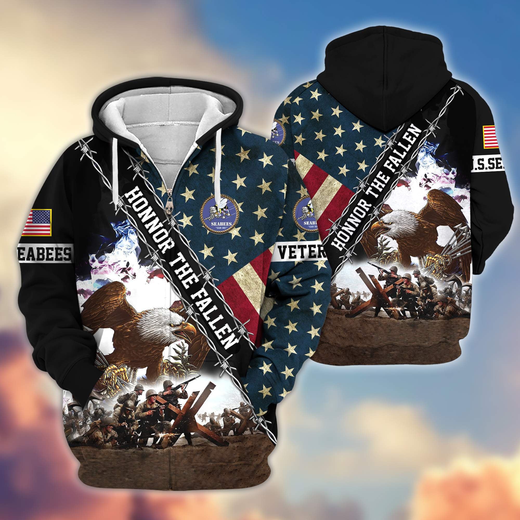 Premium US Seabees Zip Hoodie VPVC606309, Gifts For Seabees Veteran