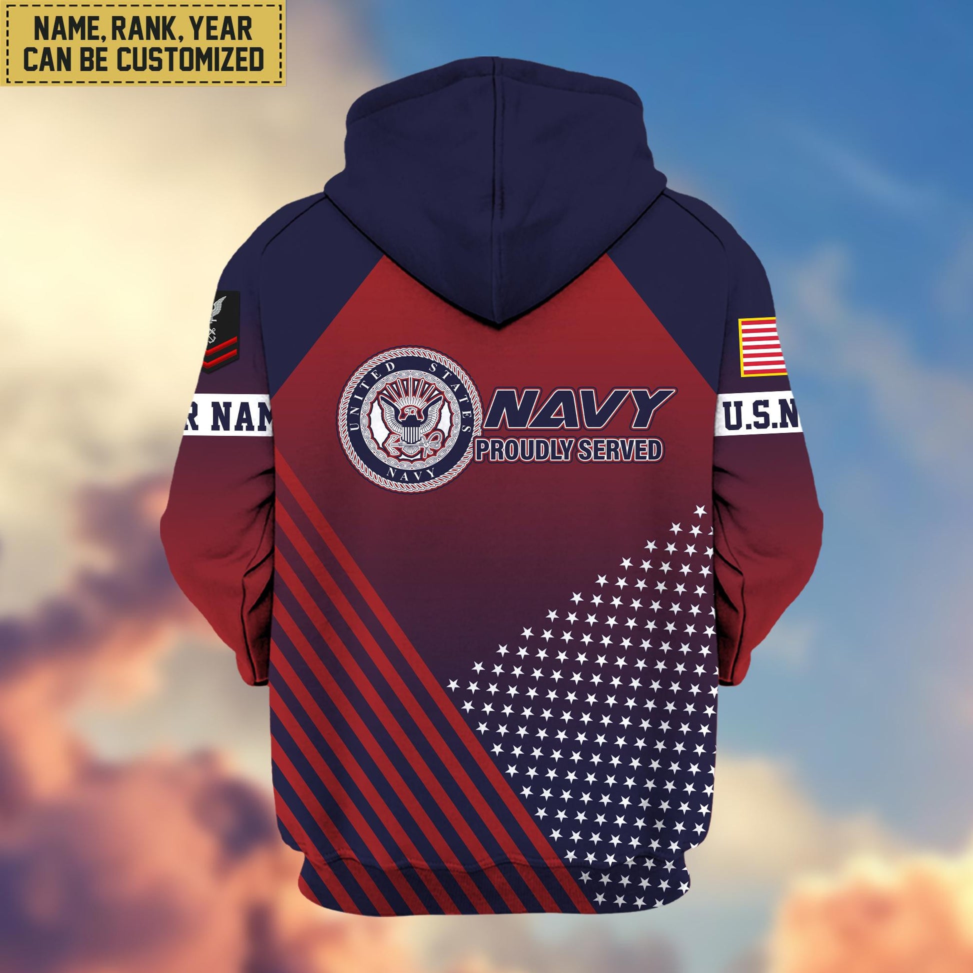 Premium Custom Name, Rank US Navy Veteran Zip Hoodie VPVC606502, Gifts For Navy Veteran