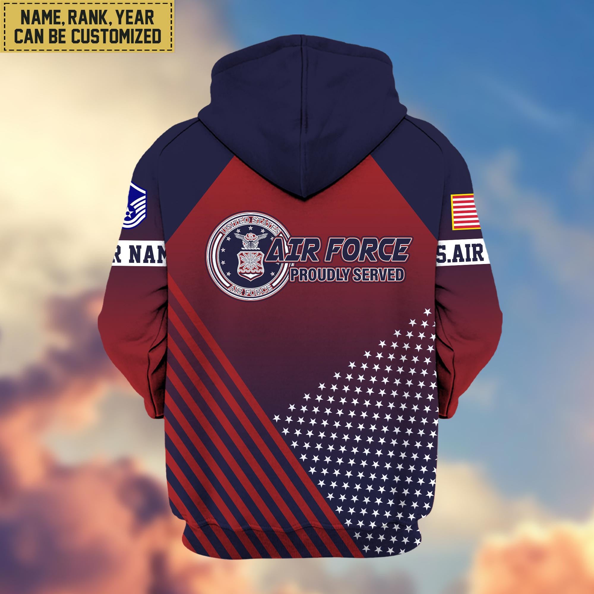 Premium Custom Name, Rank USAF Veteran Zip Hoodie VPVC606504, Gifts For Air Force Veteran