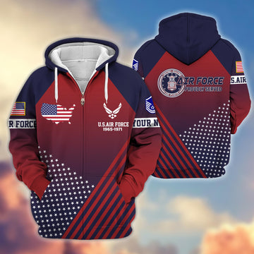 Premium Custom Name, Rank USAF Veteran Zip Hoodie VPVC606504, Gifts For Air Force Veteran