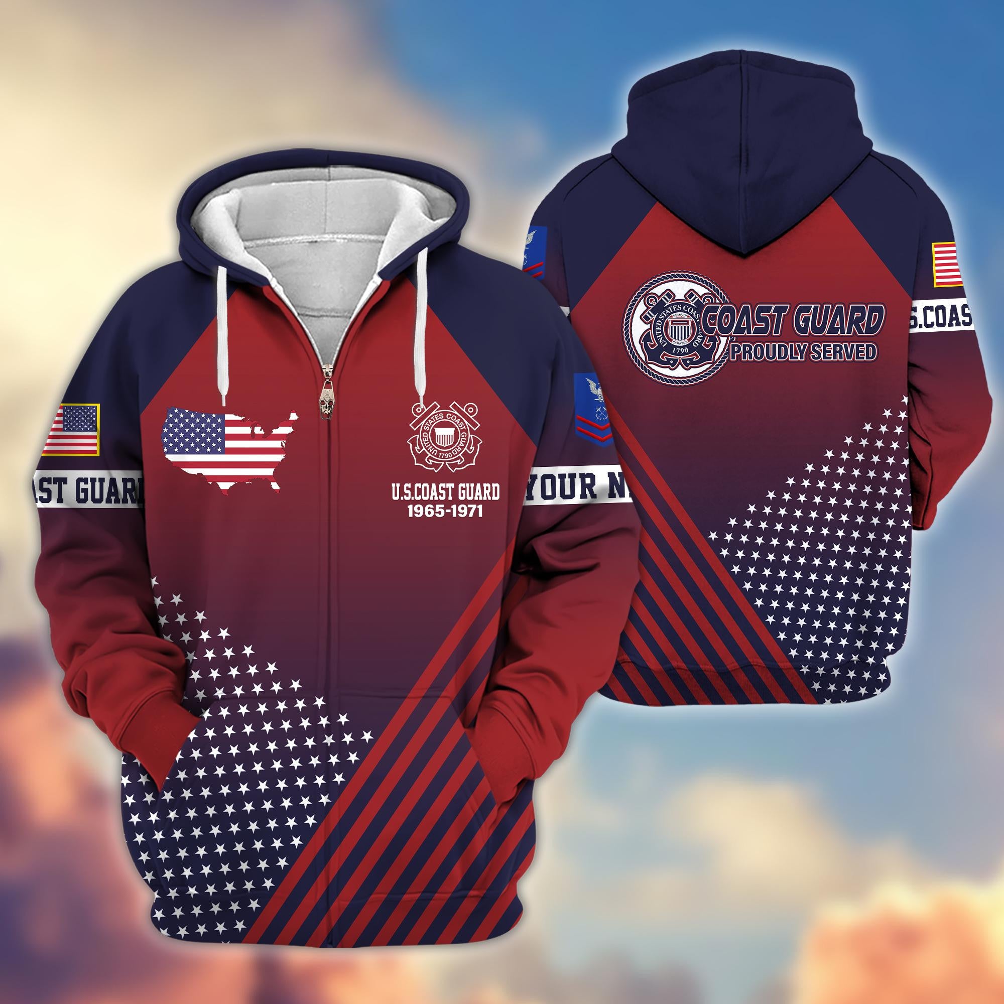 Premium Custom Name, Rank USCG Veteran Zip Hoodie VPVC606505, Gifts For Coast Guard Veteran