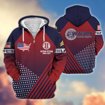 Premium Custom Name, Rank Vietnam Veteran Zip Hoodie VPVC606506, Gifts For Vietnam Veteran