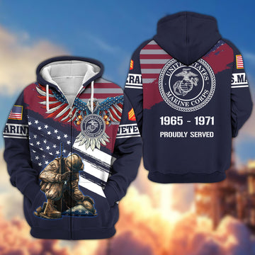 Premium Custom USMC Veteran Zip Hoodie VPVC606703, Gifts For Marine Veteran