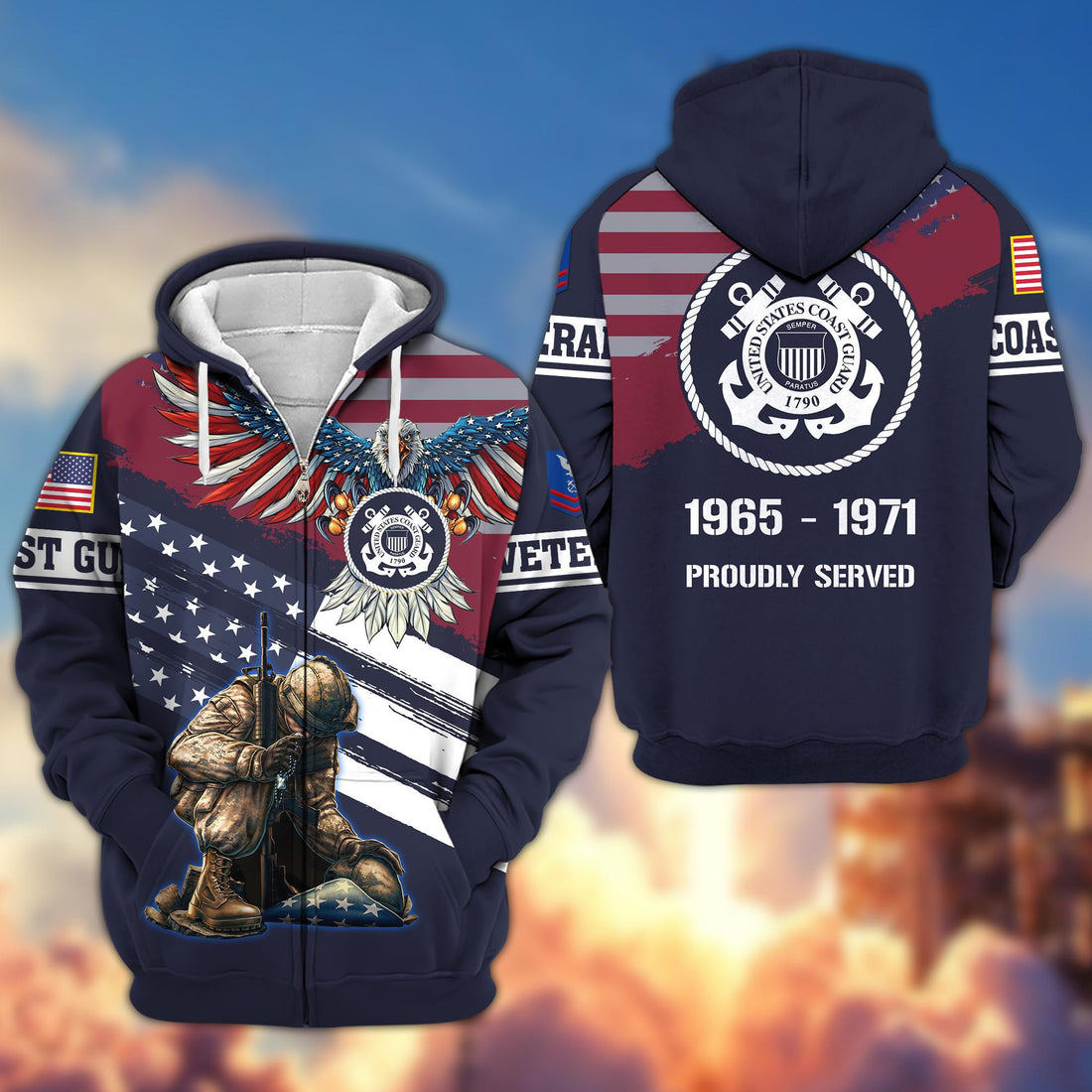 Premium Custom USCG Veteran Zip Hoodie VPVC606705, Gifts For Coast Guard Veteran