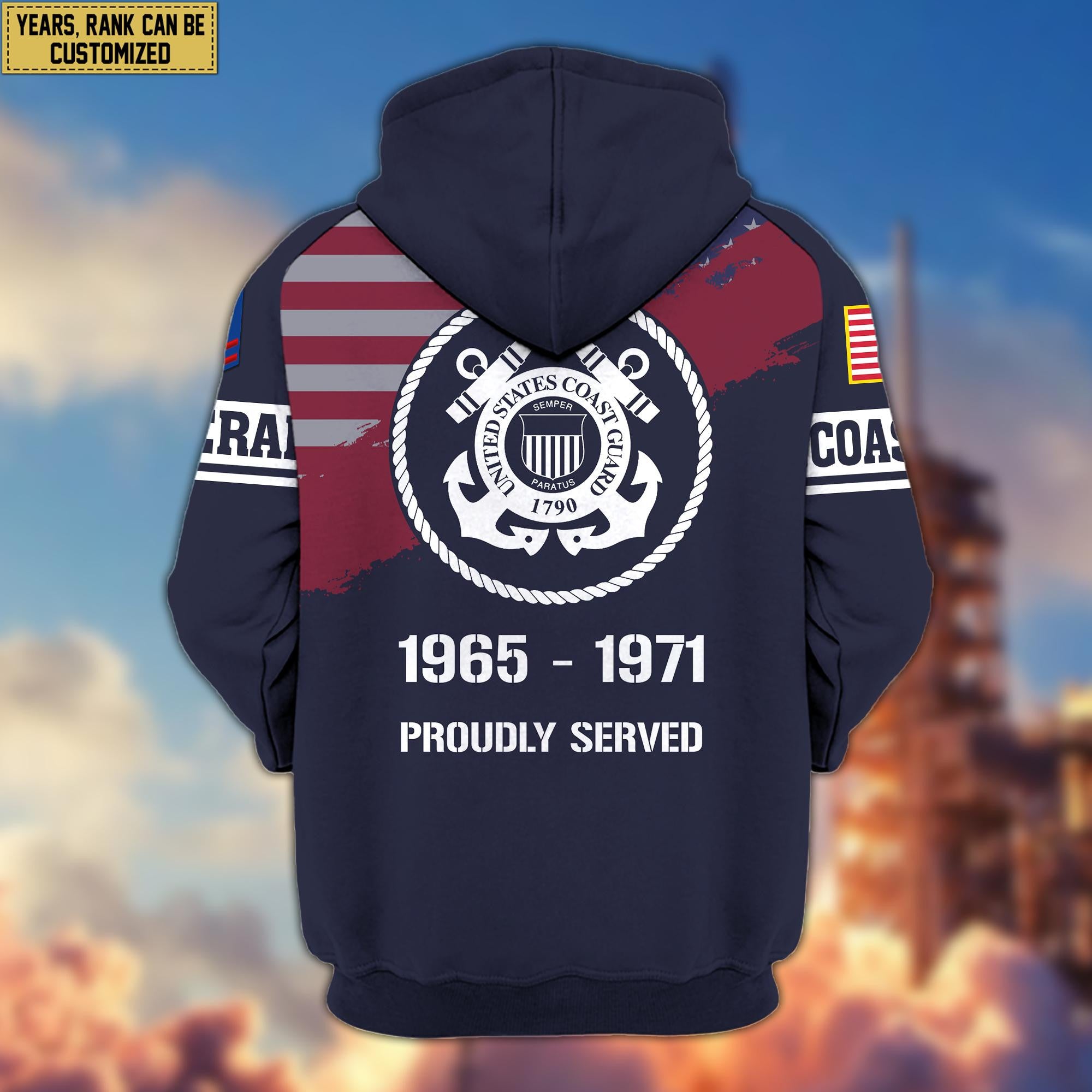 Premium Custom USCG Veteran Zip Hoodie VPVC606705, Gifts For Coast Guard Veteran