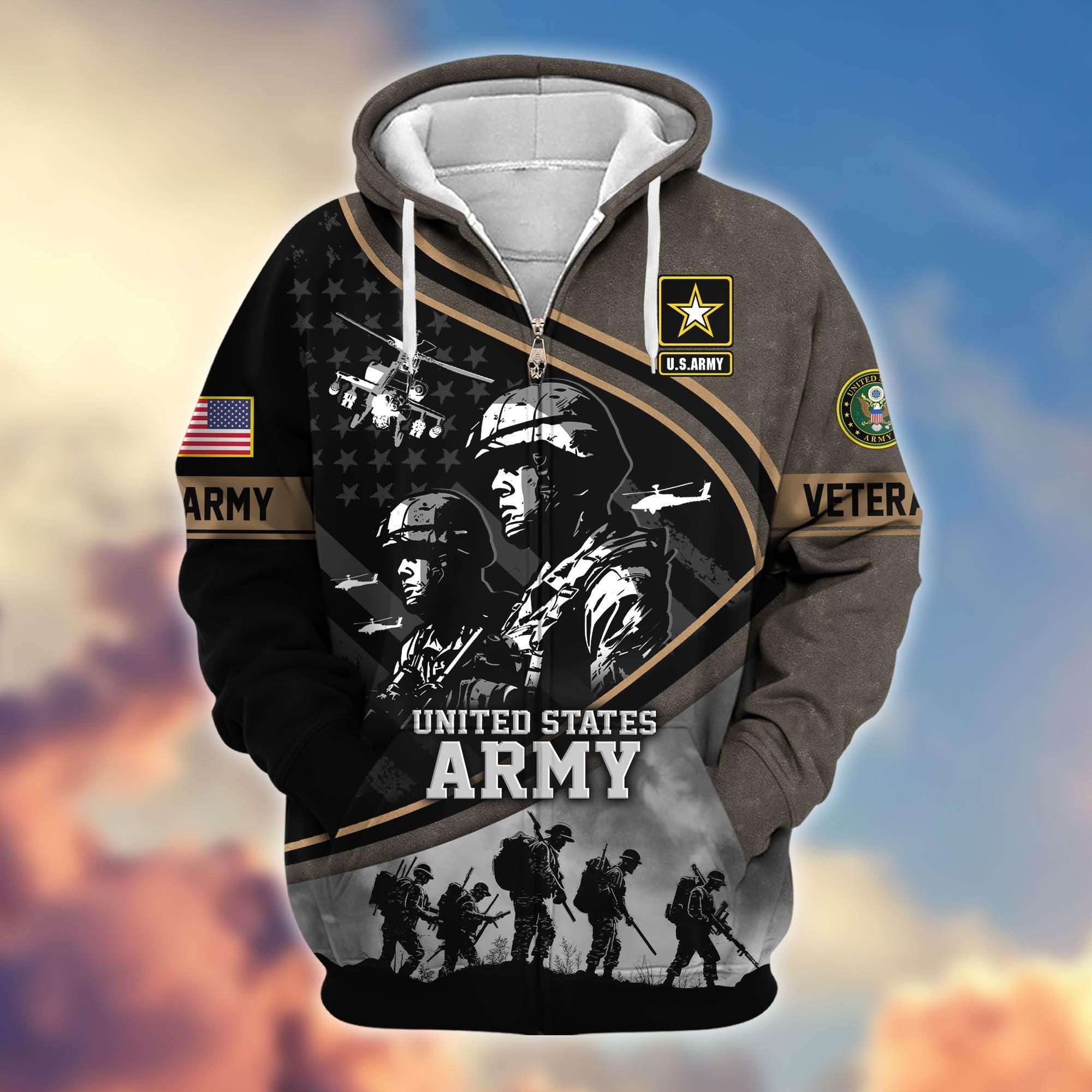 Premium Honoring All Who Served US Veterans Zip Hoodie APHN051112, Gifts For US Veterans