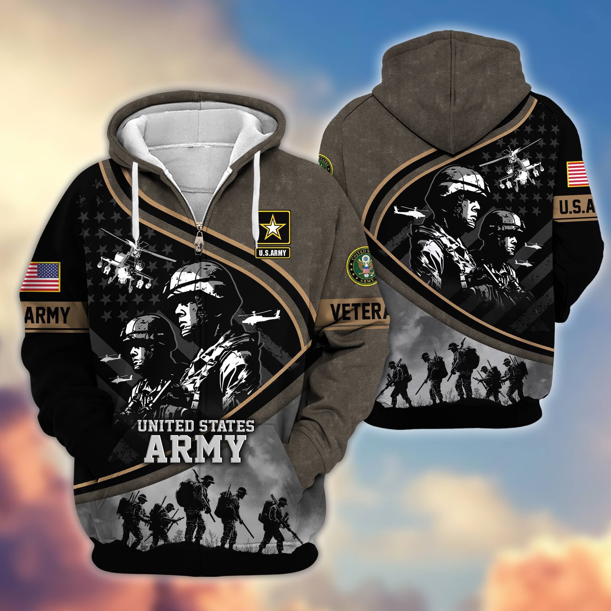 Premium Honoring All Who Served US Veterans Zip Hoodie APHN051112, Gifts For US Veterans