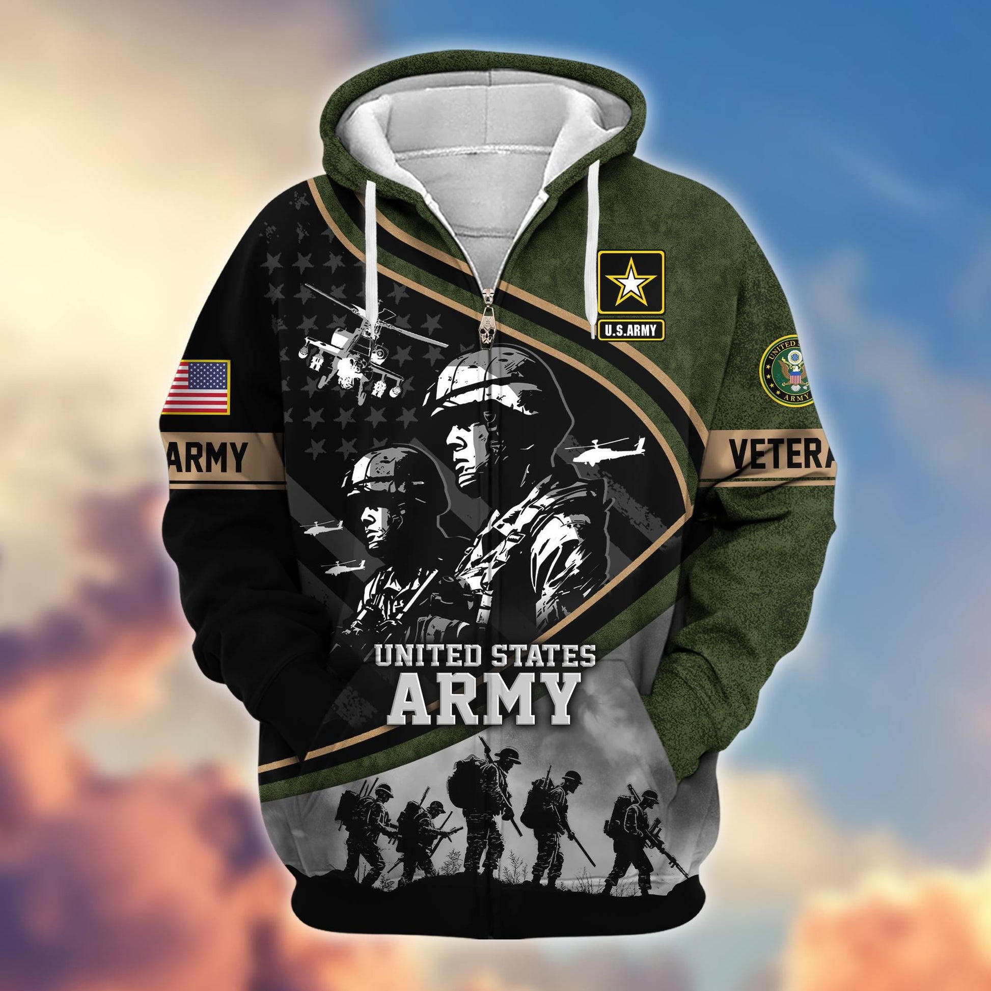 Premium Honoring All Who Served US Veterans Zip Hoodie APHN051112, Gifts For US Veterans