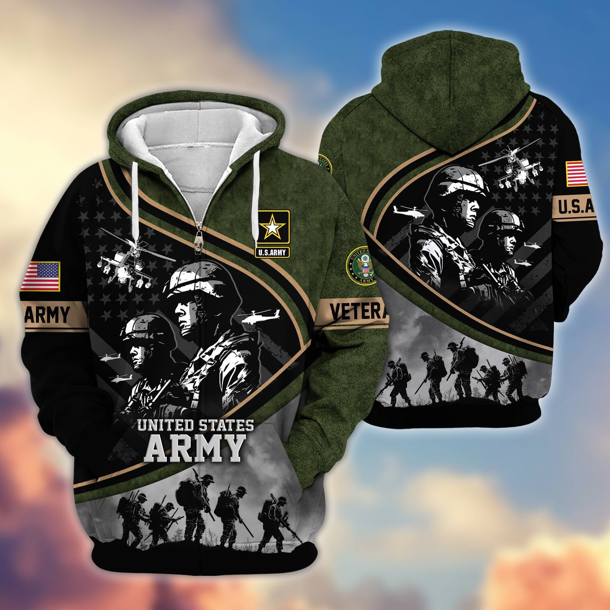 Premium Honoring All Who Served US Veterans Zip Hoodie APHN051112, Gifts For US Veterans