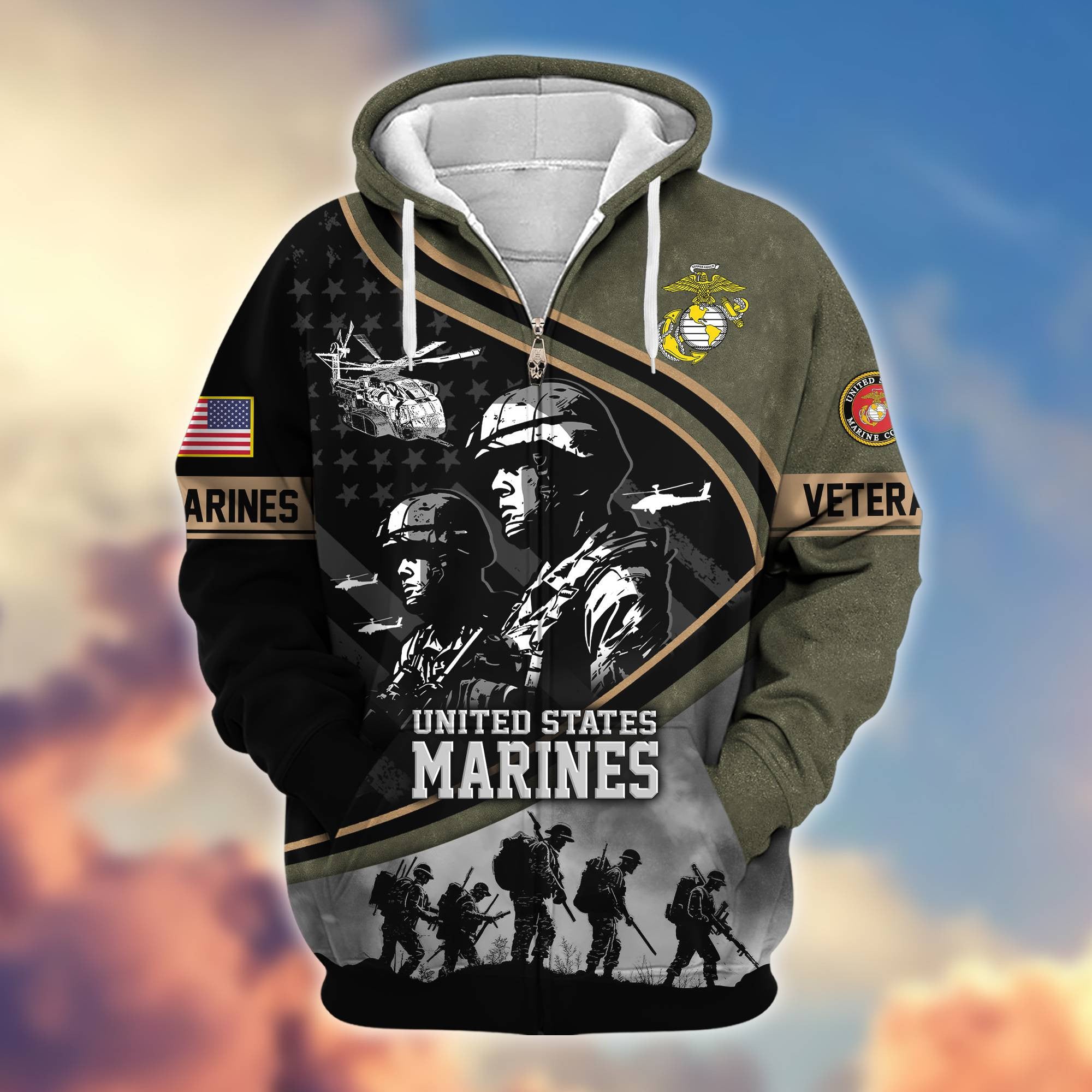 Premium Honoring All Who Served US Veterans Zip Hoodie APHN051112, Gifts For US Veterans
