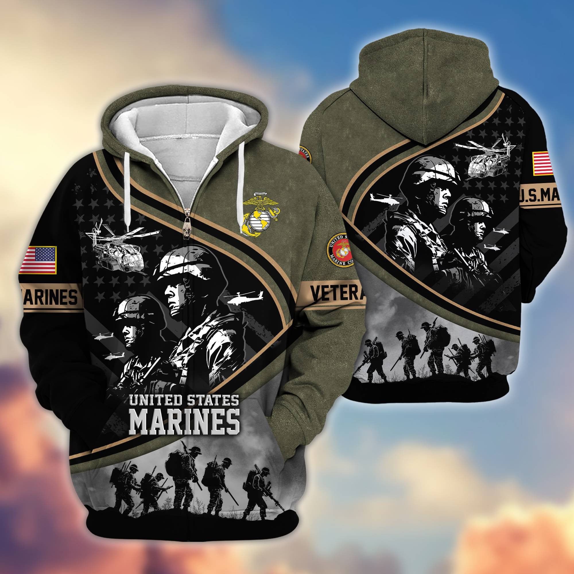 Premium Honoring All Who Served US Veterans Zip Hoodie APHN051112, Gifts For US Veterans