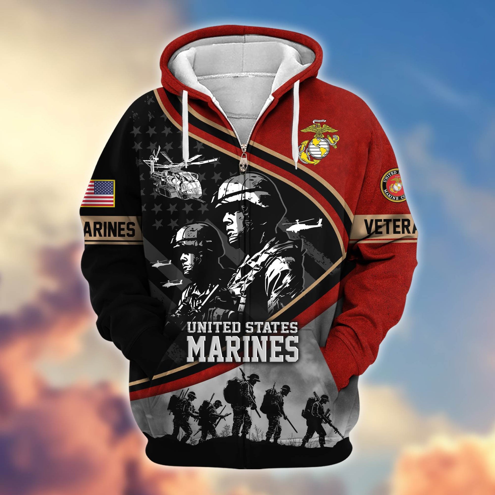 Premium Honoring All Who Served US Veterans Zip Hoodie APHN051112, Gifts For US Veterans