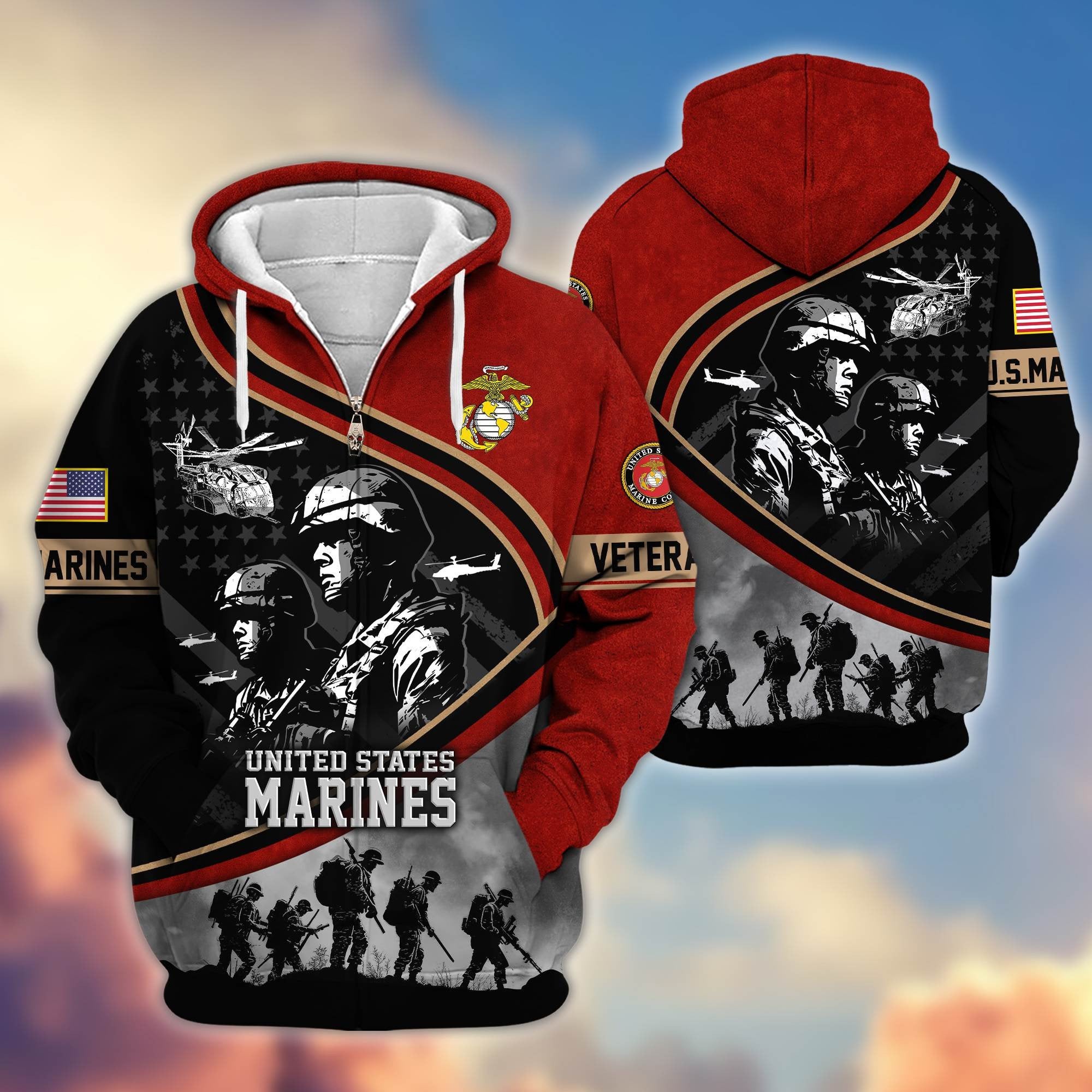 Premium Honoring All Who Served US Veterans Zip Hoodie APHN051112, Gifts For US Veterans