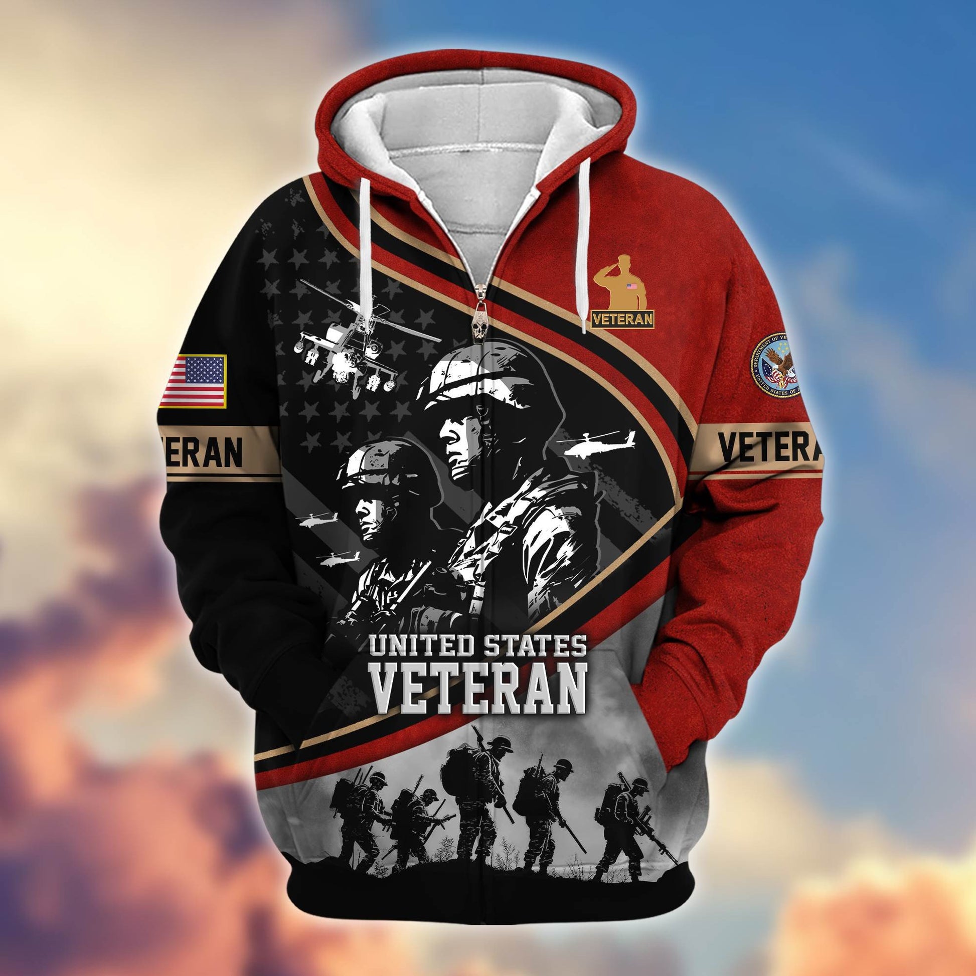 Premium Honoring All Who Served US Veterans Zip Hoodie APHN051112, Gifts For US Veterans