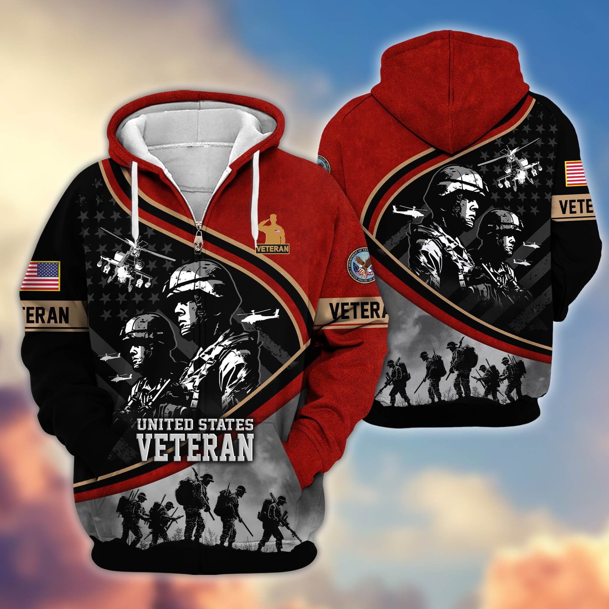 Premium Honoring All Who Served US Veterans Zip Hoodie APHN051112, Gifts For US Veterans