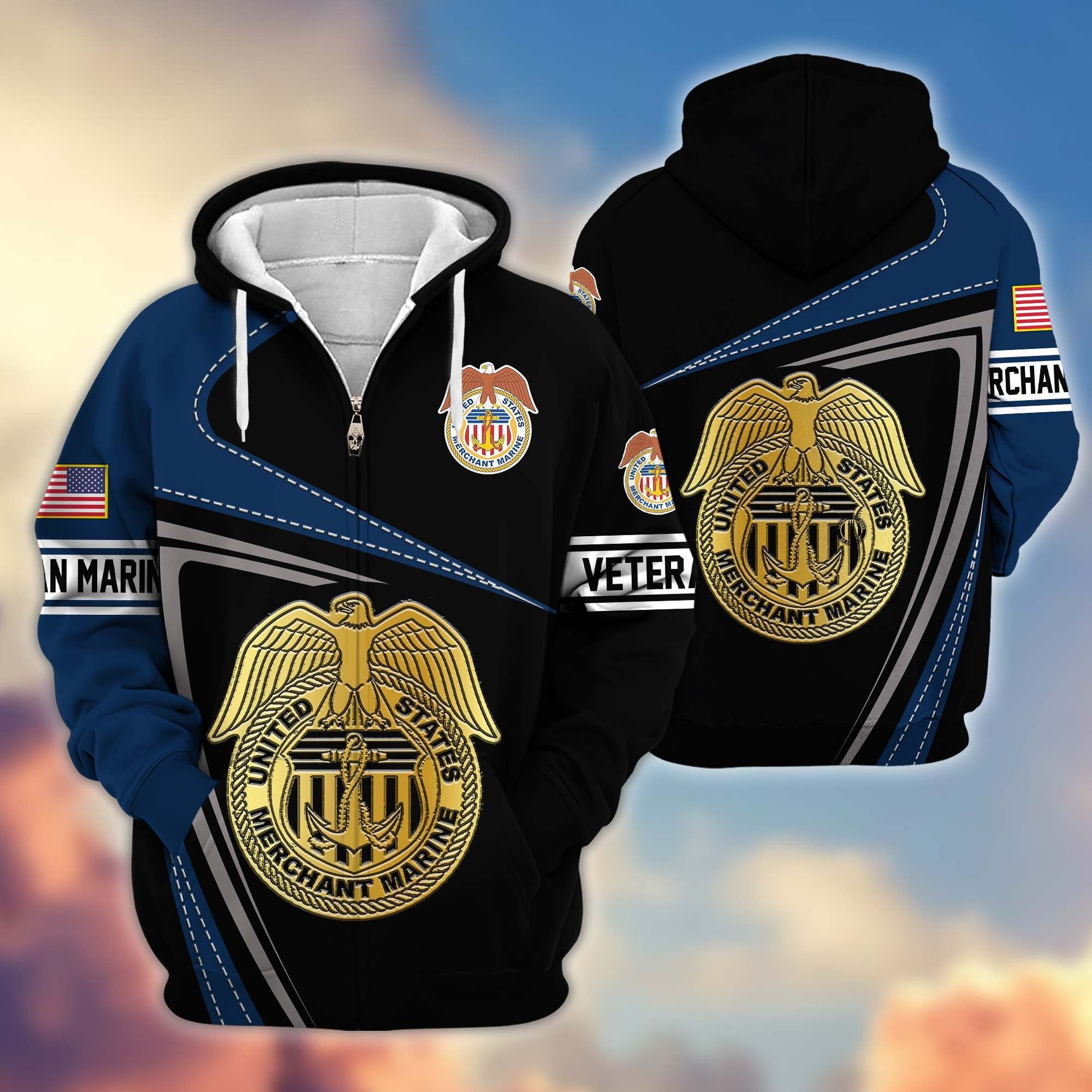 Premium United States Merchant Marine Zip Hoodie BPVC061112