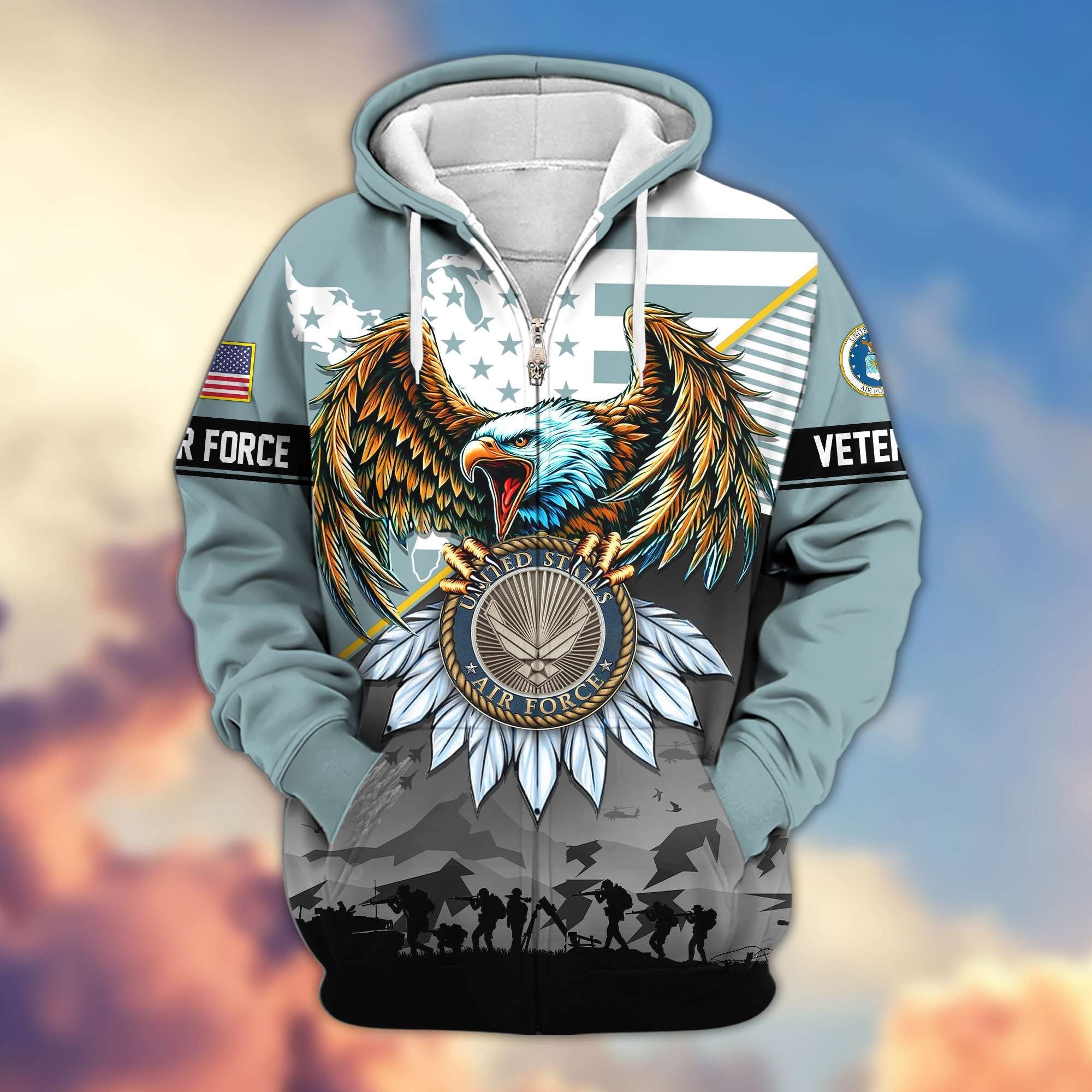 Premium Proudly Served US Veterans Zip Hoodie APHN011112, Gifts For US Veterans