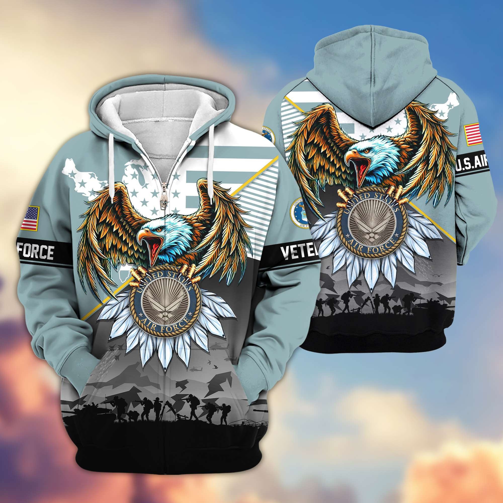 Premium Proudly Served US Veterans Zip Hoodie APHN011112, Gifts For US Veterans