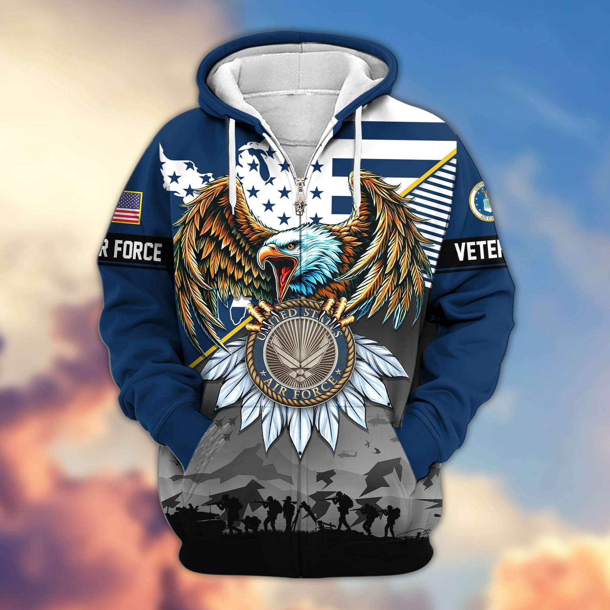 Premium Proudly Served US Veterans Zip Hoodie APHN011112, Gifts For US Veterans