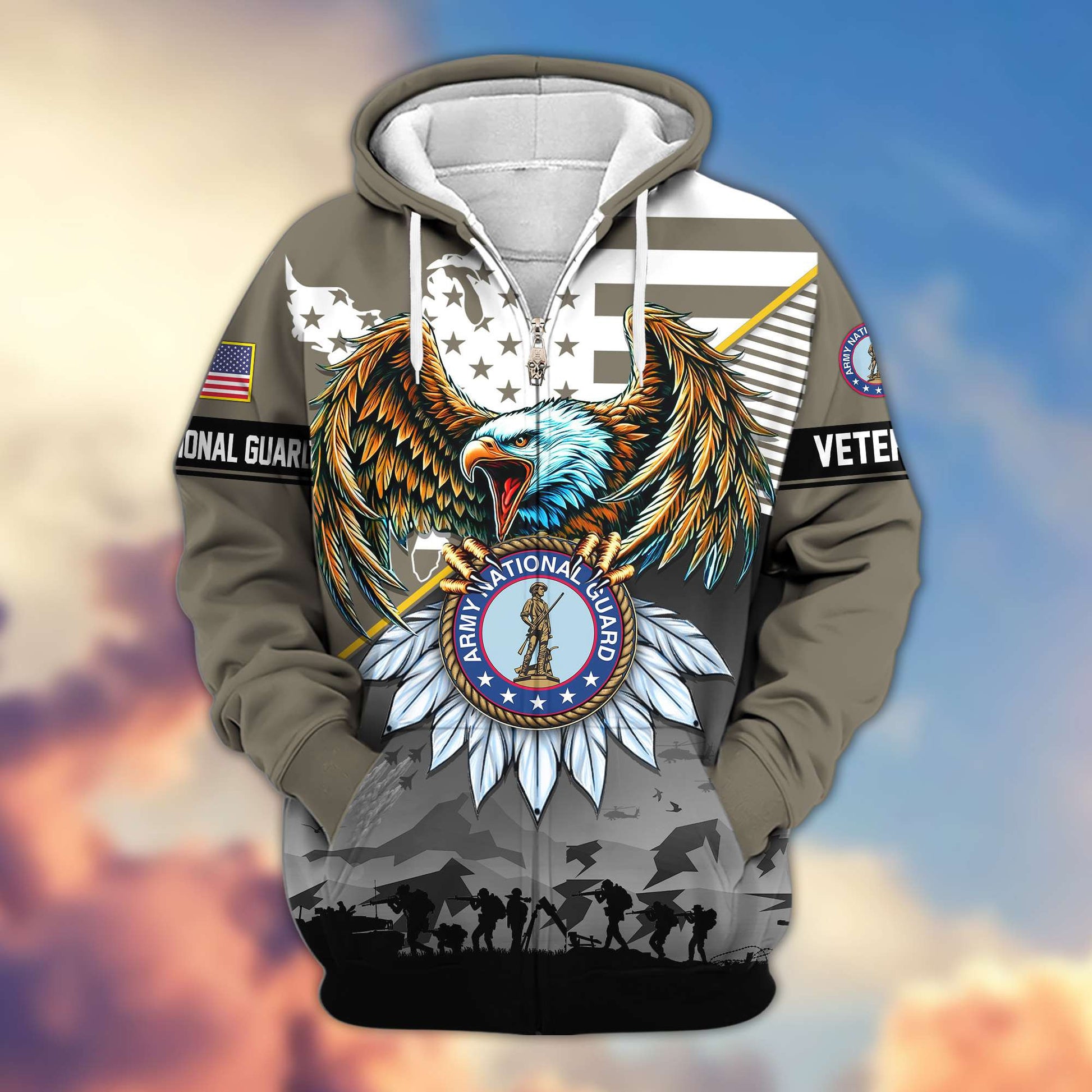 Premium Proudly Served US Veterans Zip Hoodie APHN011112, Gifts For US Veterans