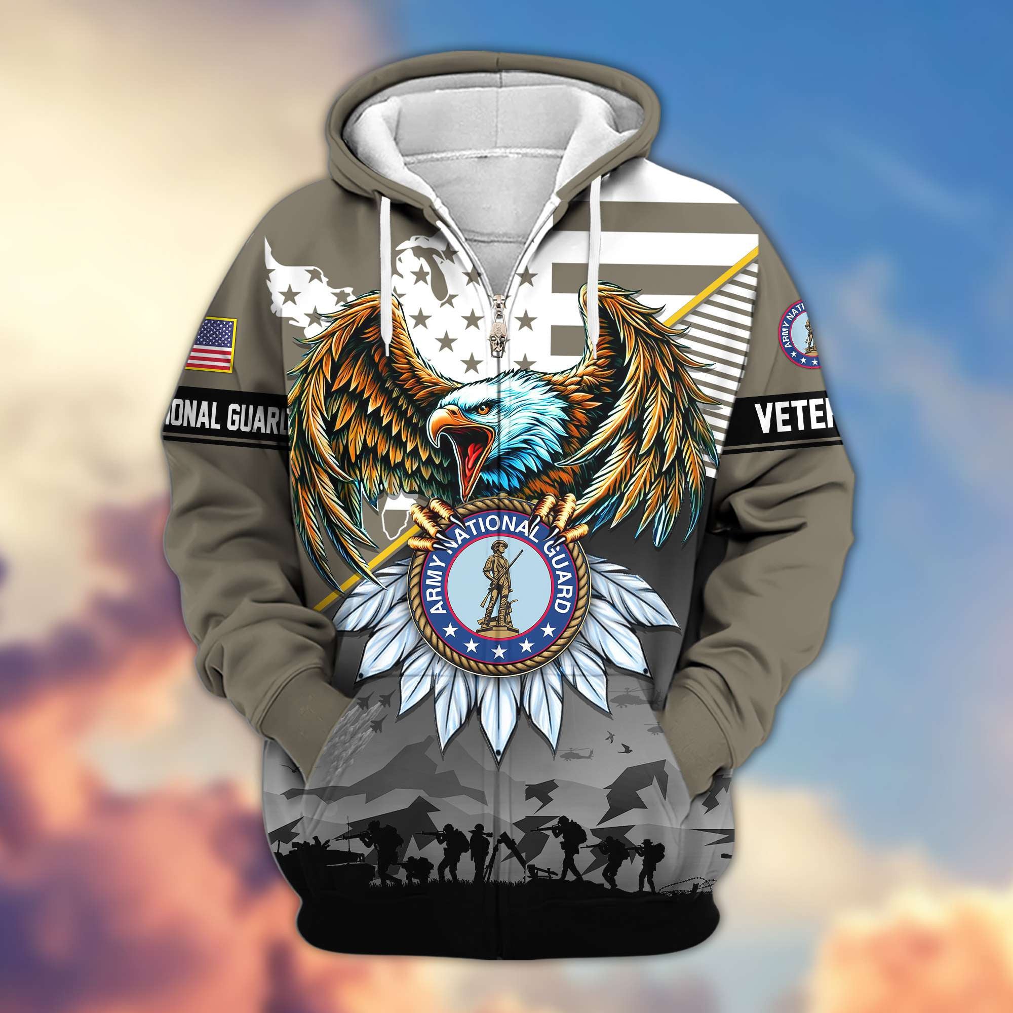 Premium Proudly Served US Veterans Zip Hoodie APHN011112, Gifts For US Veterans