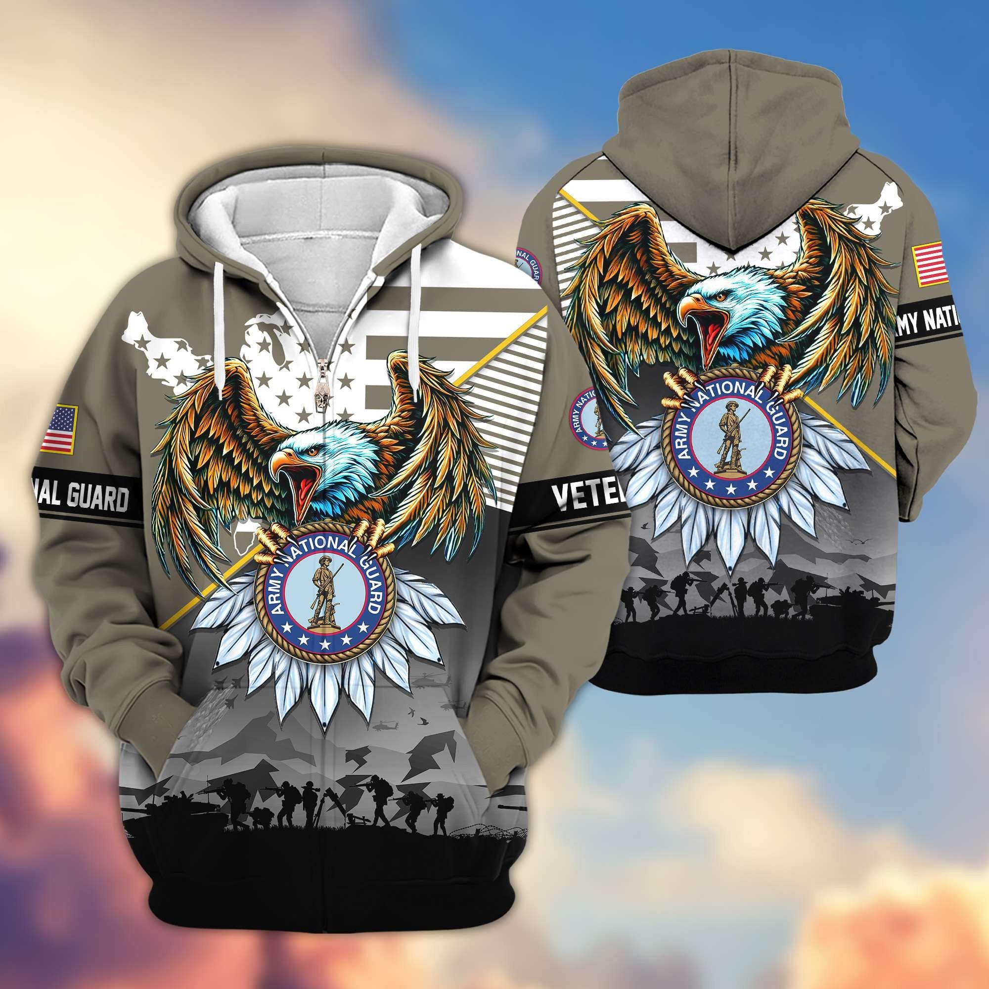 Premium Proudly Served US Veterans Zip Hoodie APHN011112, Gifts For US Veterans