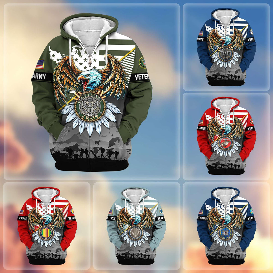 Premium Proudly Served US Veterans Zip Hoodie APHN011112, Gifts For US Veterans