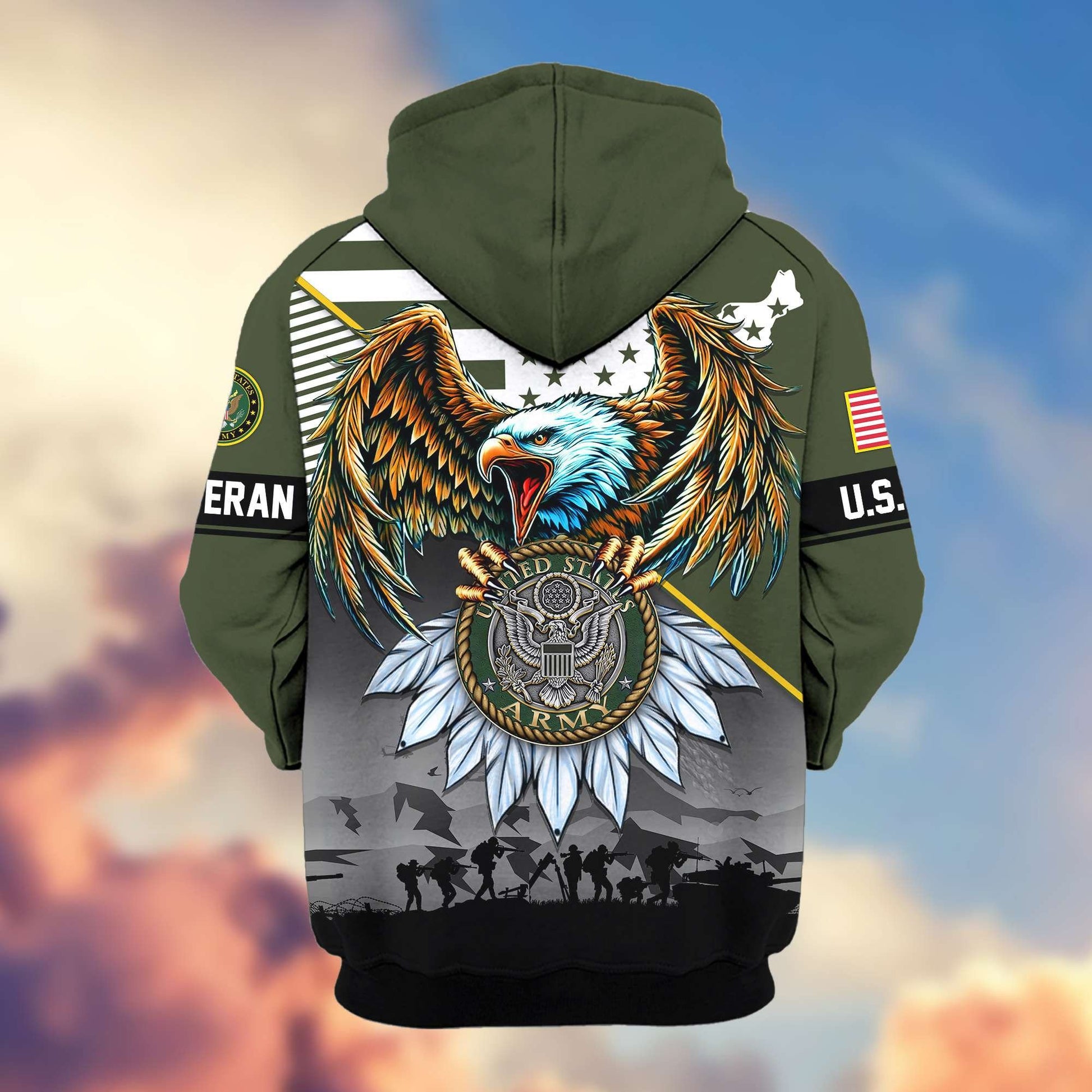 Premium Proudly Served US Veterans Zip Hoodie APHN011112, Gifts For US Veterans