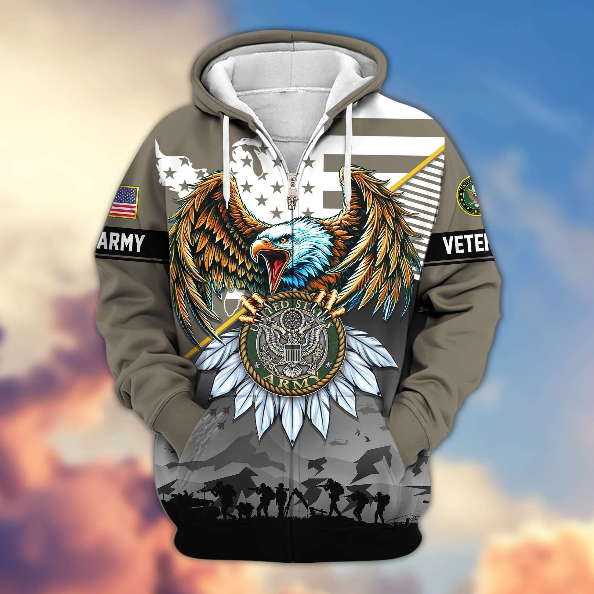 Premium Proudly Served US Veterans Zip Hoodie APHN011112, Gifts For US Veterans