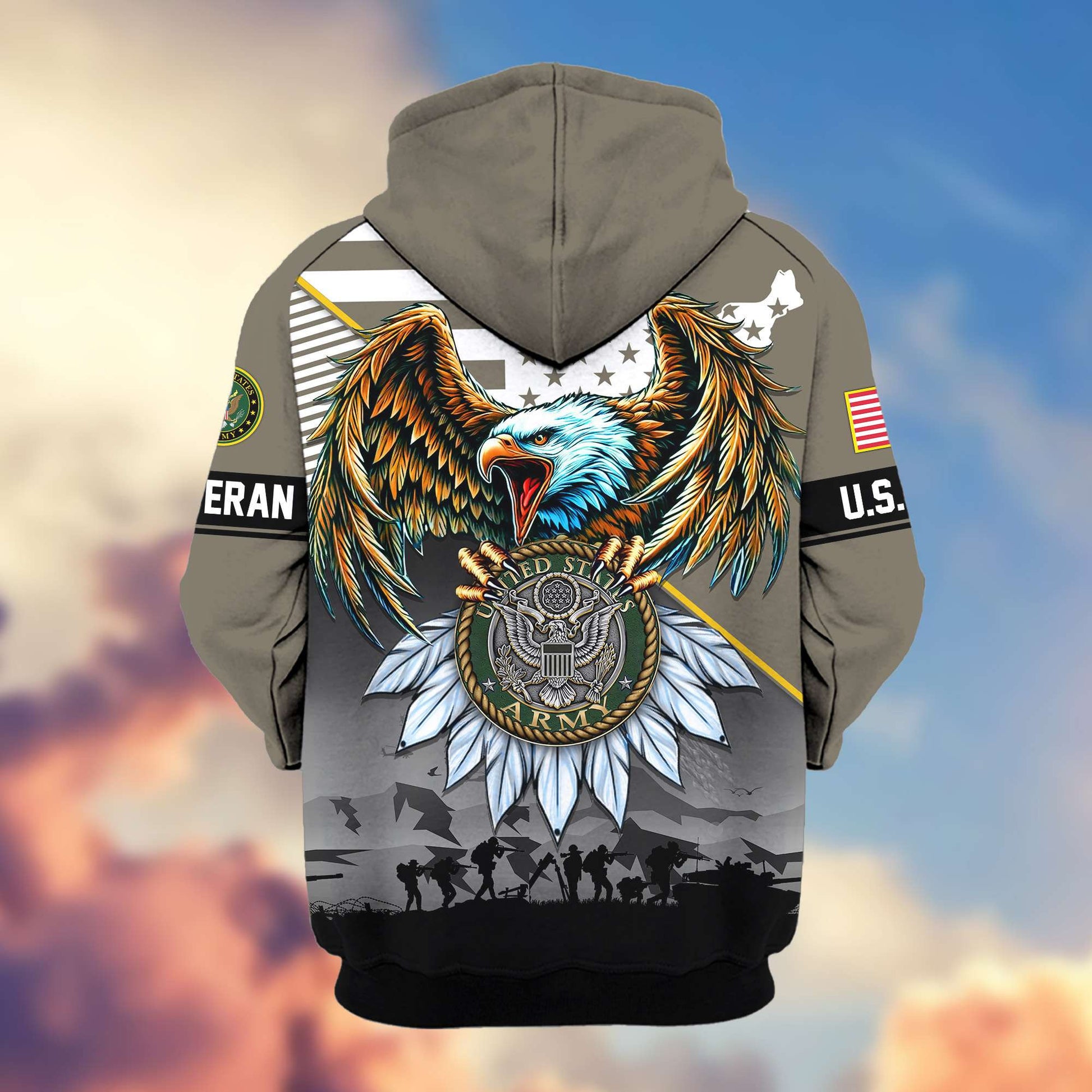 Premium Proudly Served US Veterans Zip Hoodie APHN011112, Gifts For US Veterans