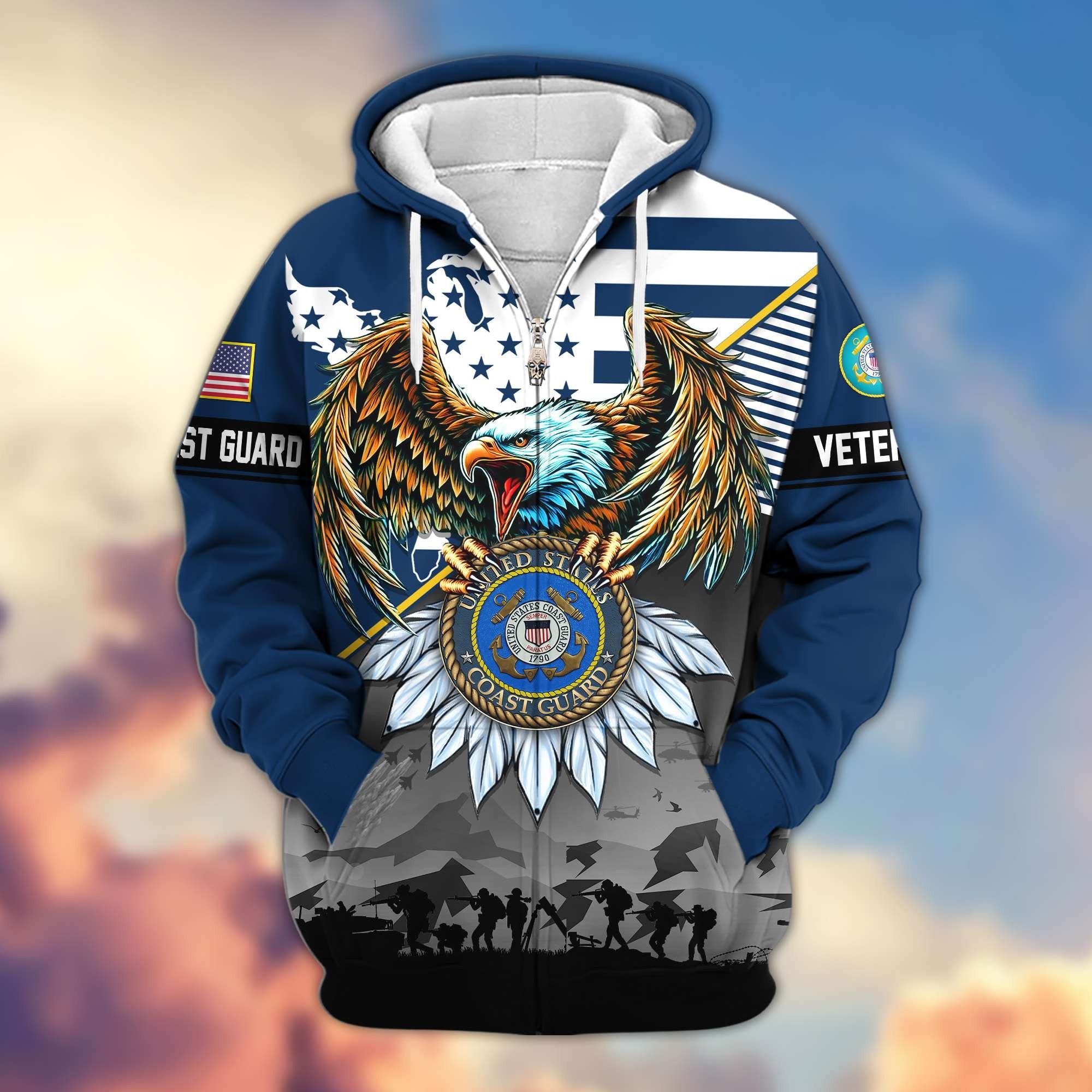 Premium Proudly Served US Veterans Zip Hoodie APHN011112, Gifts For US Veterans