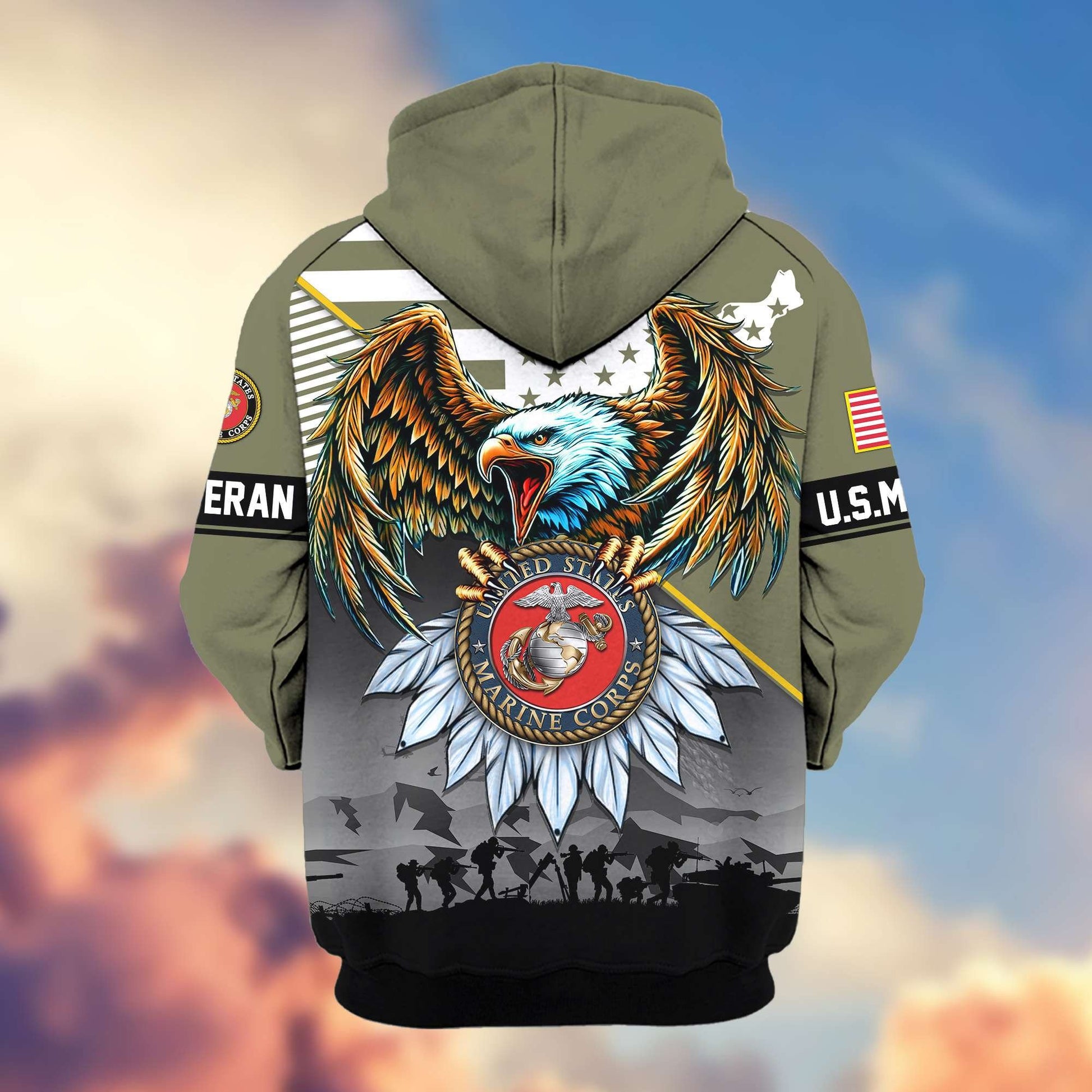 Premium Proudly Served US Veterans Zip Hoodie APHN011112, Gifts For US Veterans