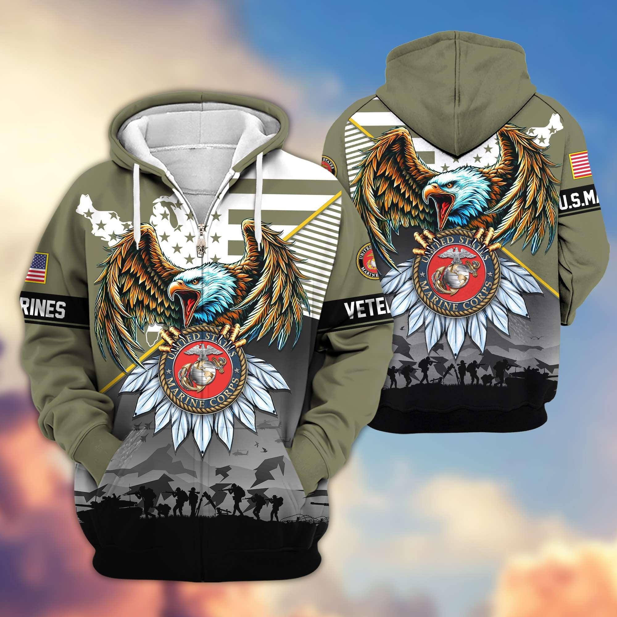 Premium Proudly Served US Veterans Zip Hoodie APHN011112, Gifts For US Veterans