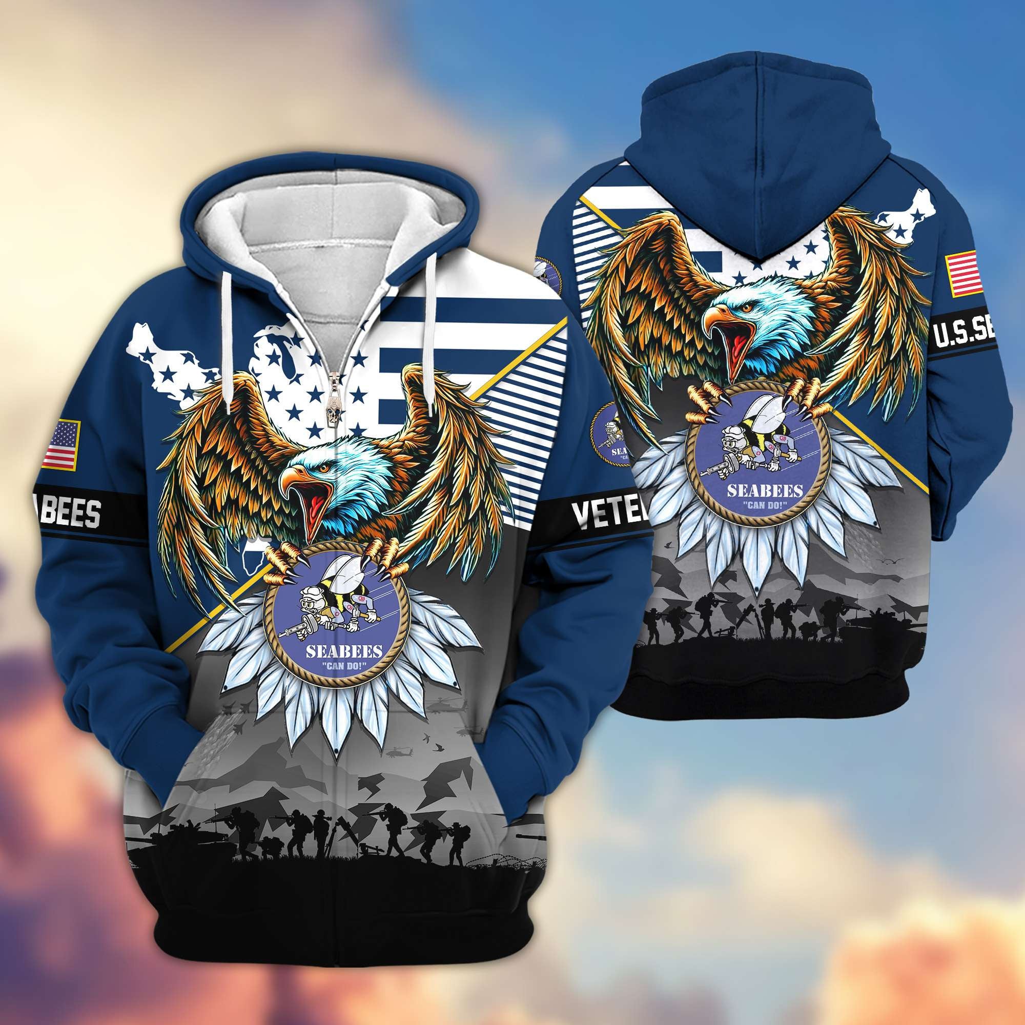 Premium Proudly Served US Veterans Zip Hoodie APHN011112, Gifts For US Veterans