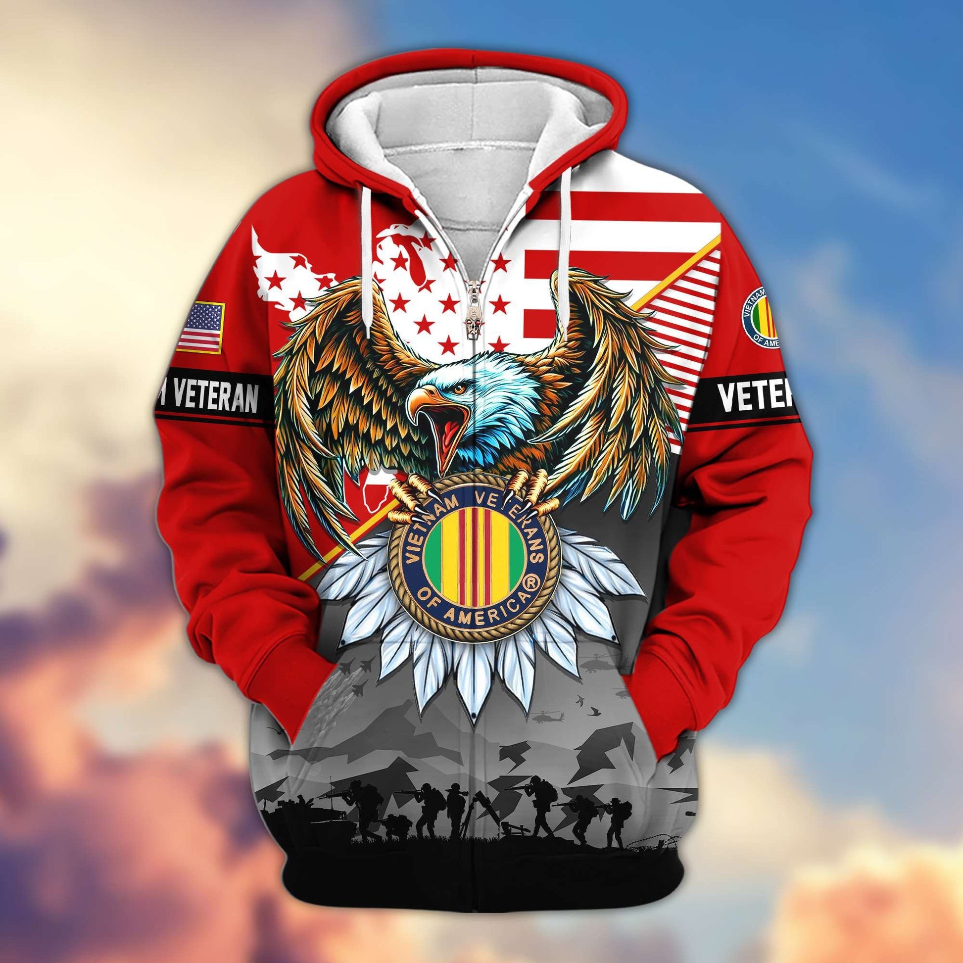 Premium Proudly Served US Veterans Zip Hoodie APHN011112, Gifts For US Veterans