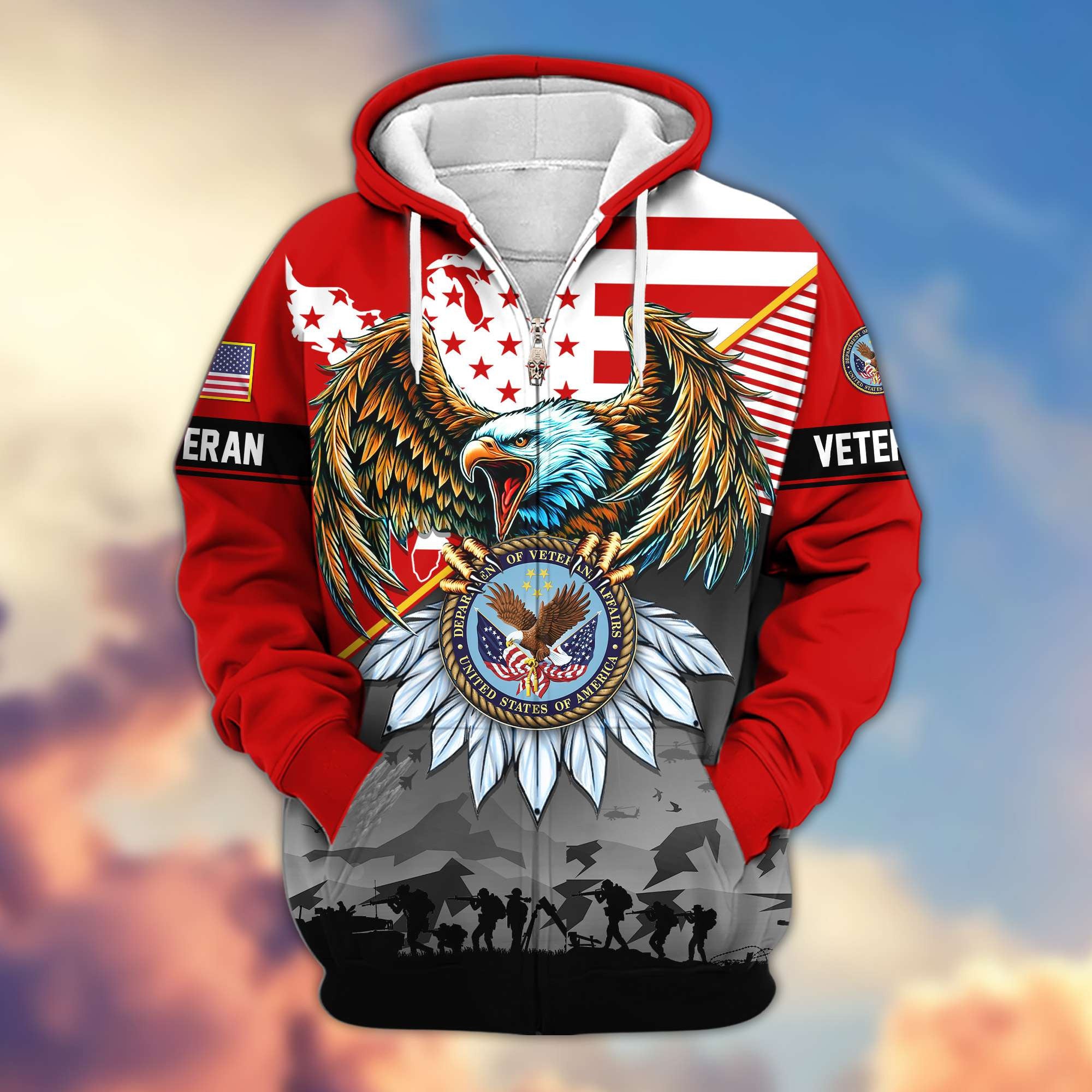 Premium Proudly Served US Veterans Zip Hoodie APHN011112, Gifts For US Veterans