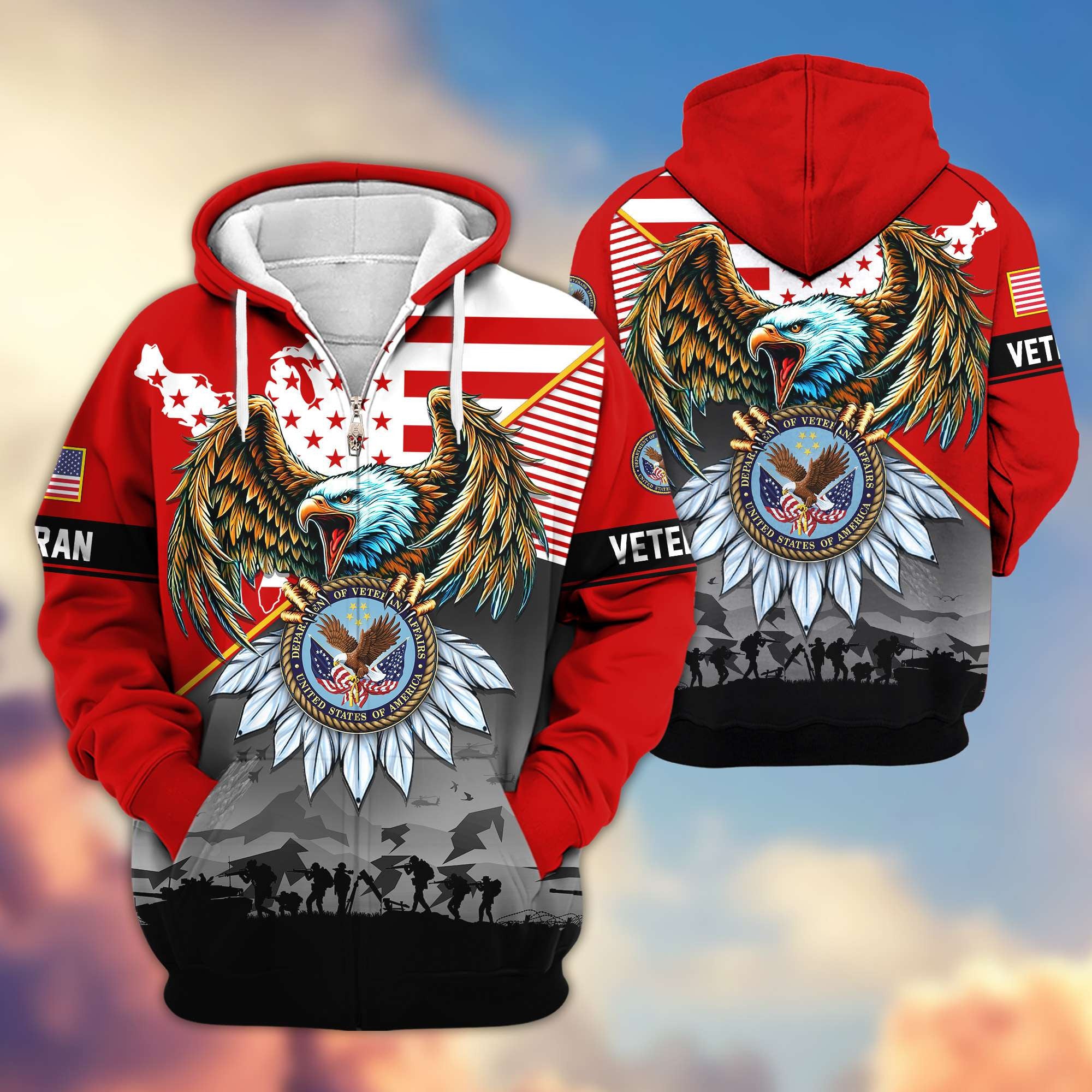 Premium Proudly Served US Veterans Zip Hoodie APHN011112, Gifts For US Veterans