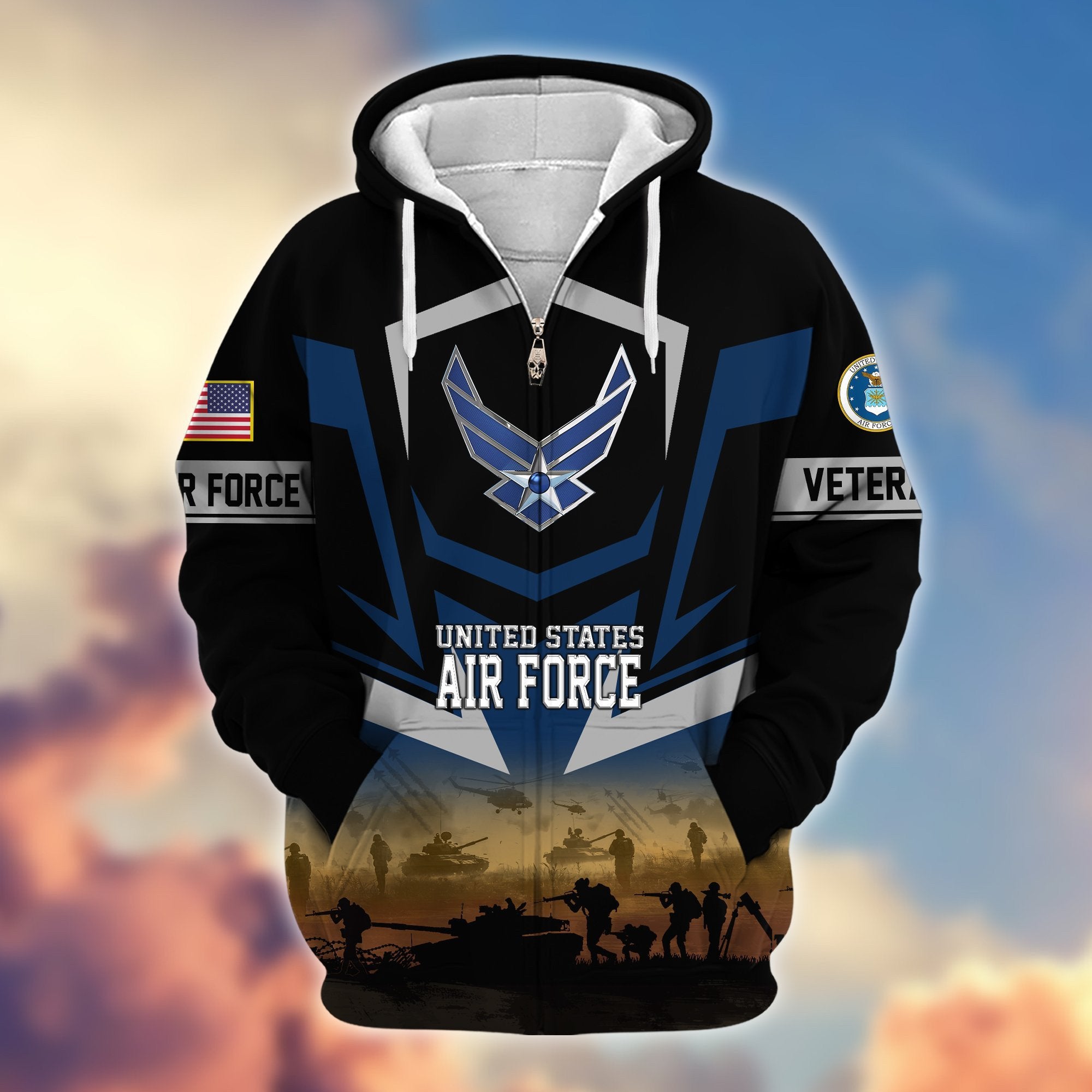 Premium Proudly Served US Veterans Zip Hoodie APHN071112, Gifts For US Veterans
