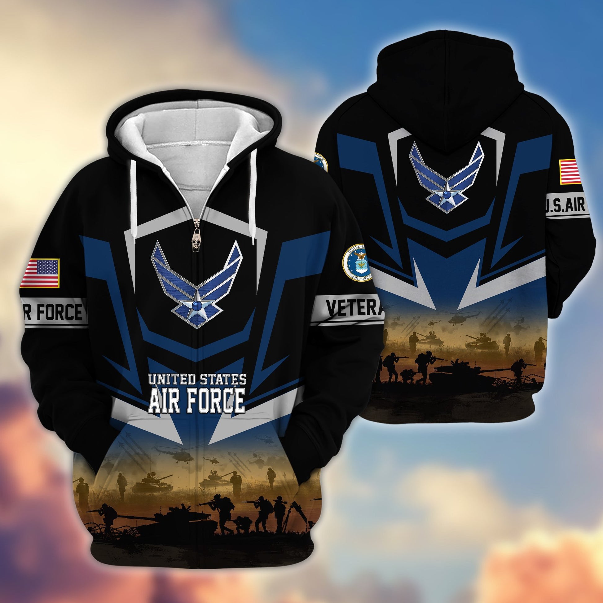 Premium Proudly Served US Veterans Zip Hoodie APHN071112, Gifts For US Veterans