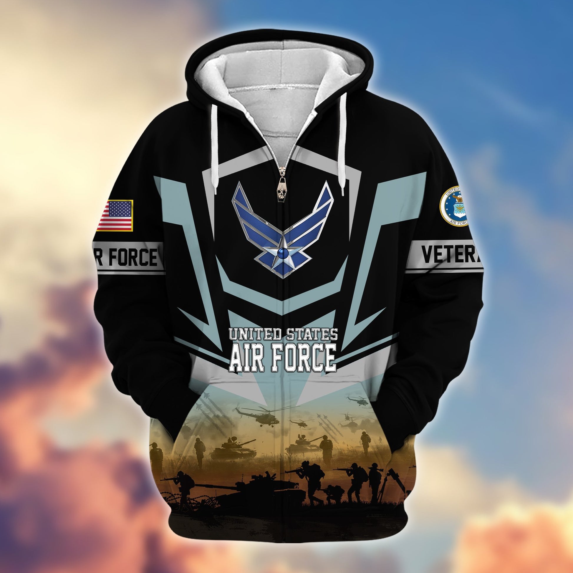 Premium Proudly Served US Veterans Zip Hoodie APHN071112, Gifts For US Veterans