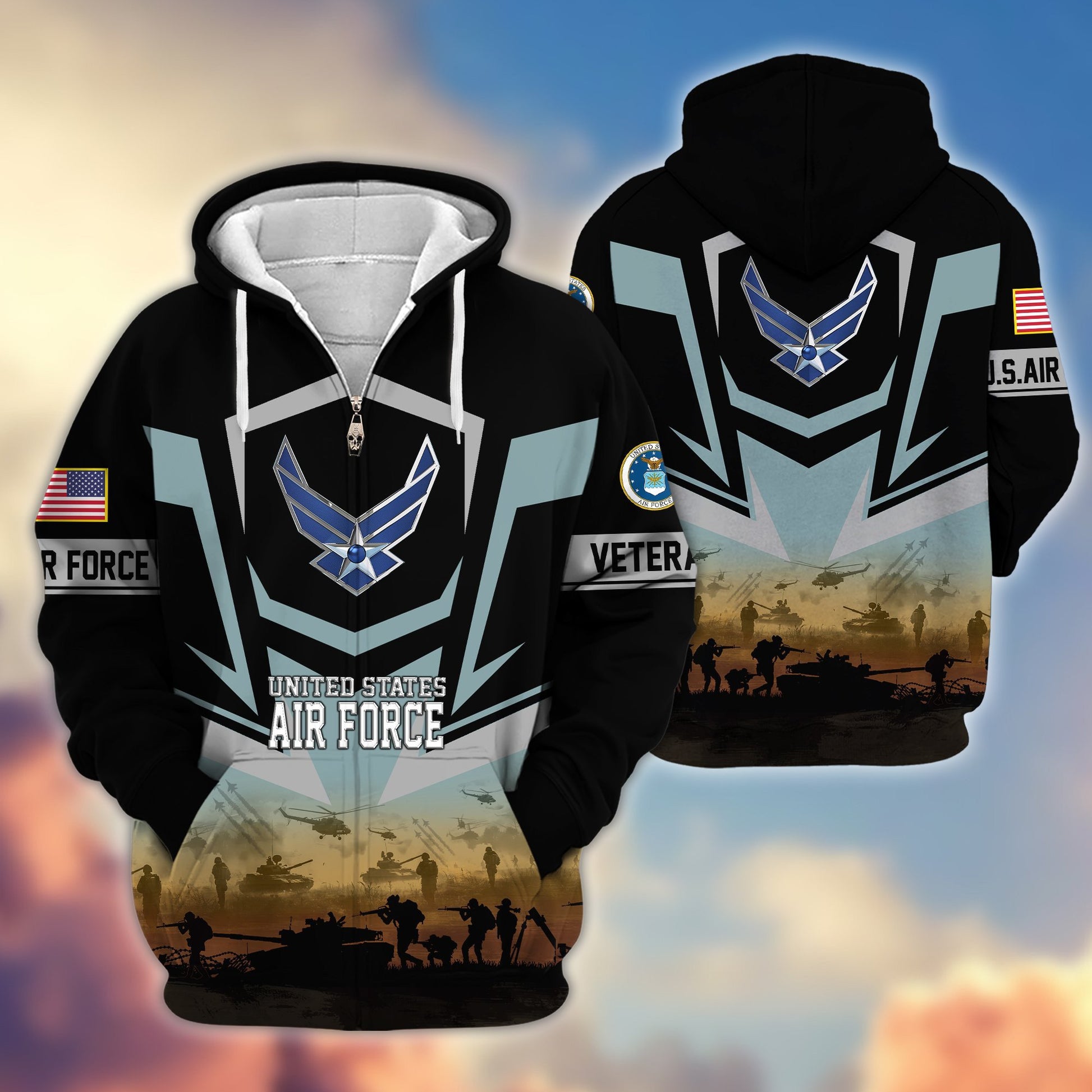 Premium Proudly Served US Veterans Zip Hoodie APHN071112, Gifts For US Veterans