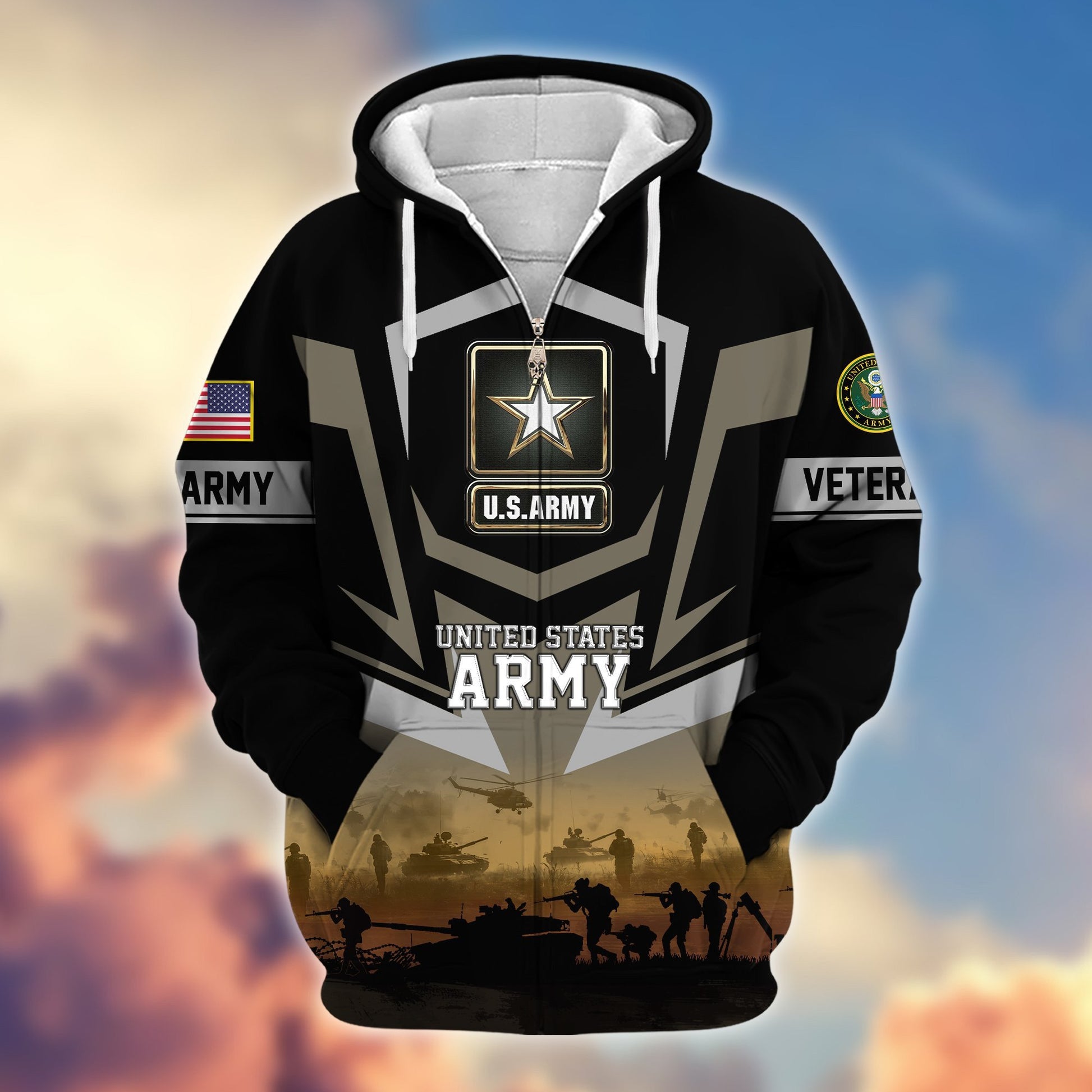 Premium Proudly Served US Veterans Zip Hoodie APHN071112, Gifts For US Veterans
