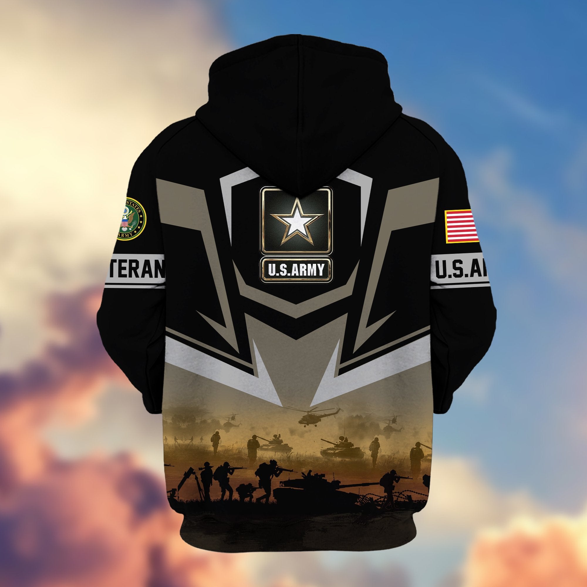 Premium Proudly Served US Veterans Zip Hoodie APHN071112, Gifts For US Veterans